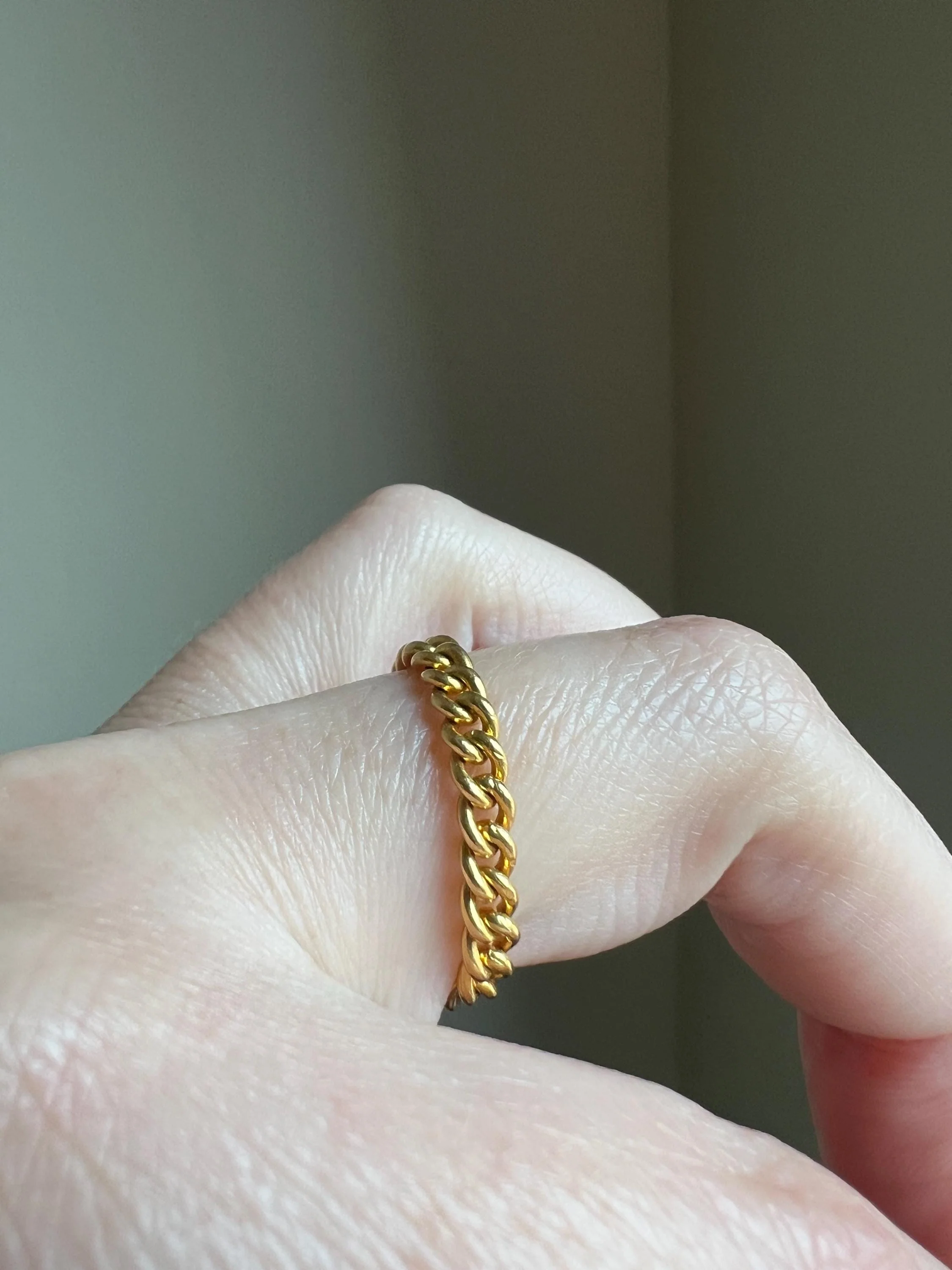 CURB CHAIN RING French Vintage Stacker Band Ring 18k Gold Flexible Texture Eternity Cuban Minimalist Gift Unisex Man Ring - Image 3