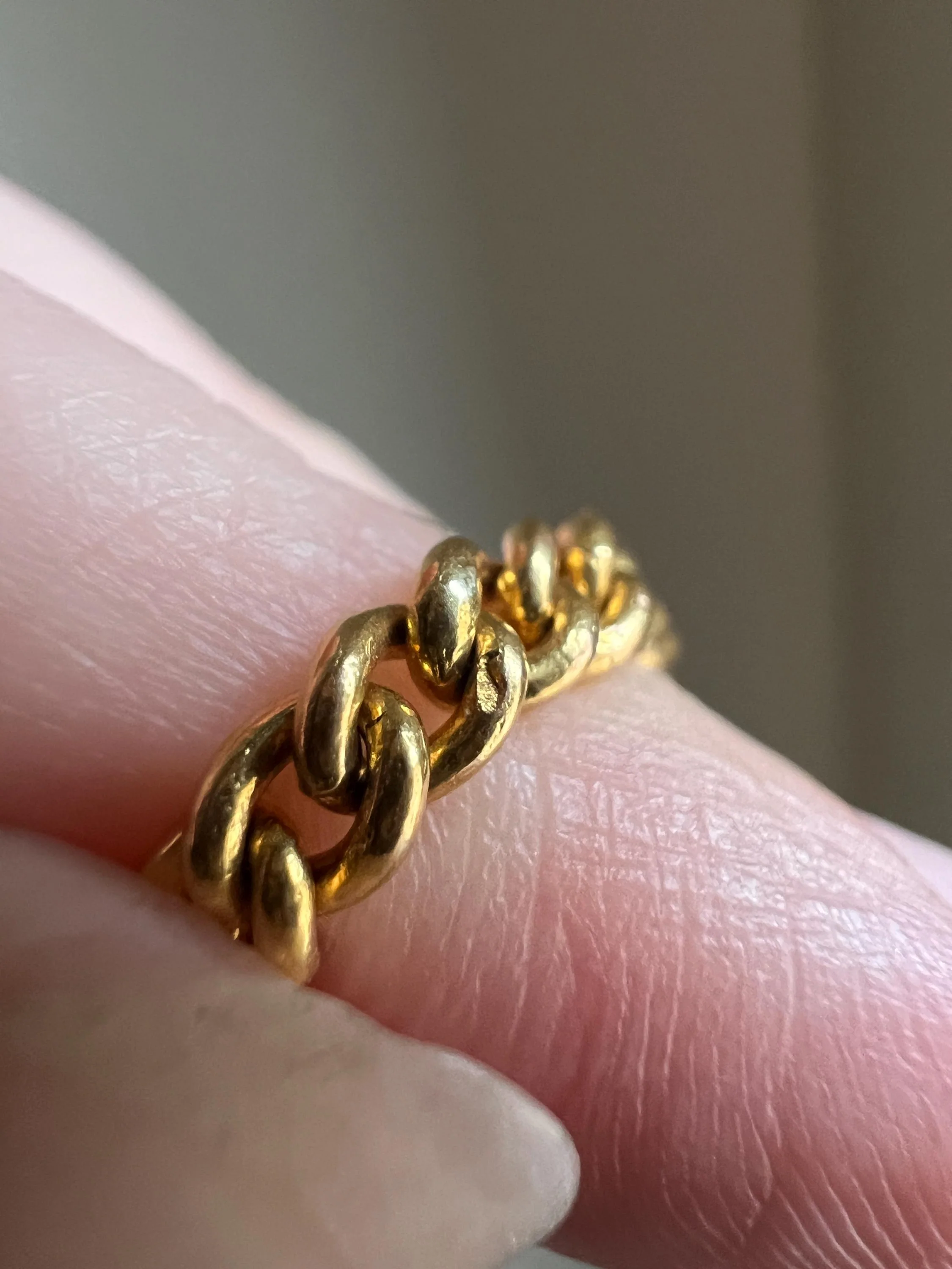 CURB CHAIN RING French Vintage Stacker Band Ring 18k Gold Flexible Texture Eternity Cuban Minimalist Gift Unisex Man Ring - Image 4