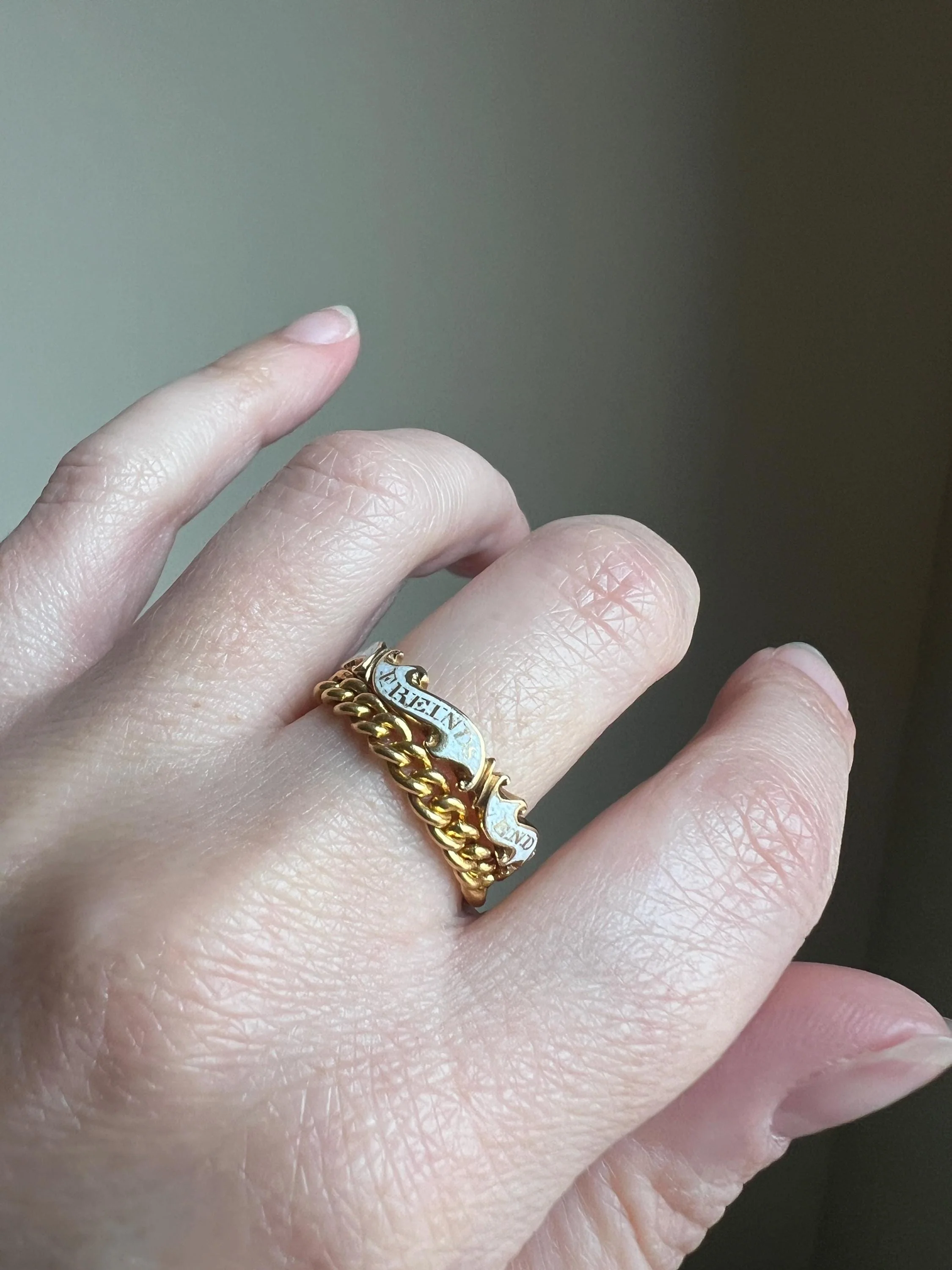 CURB CHAIN RING French Vintage Stacker Band Ring 18k Gold Flexible Texture Eternity Cuban Minimalist Gift Unisex Man Ring - Image 8