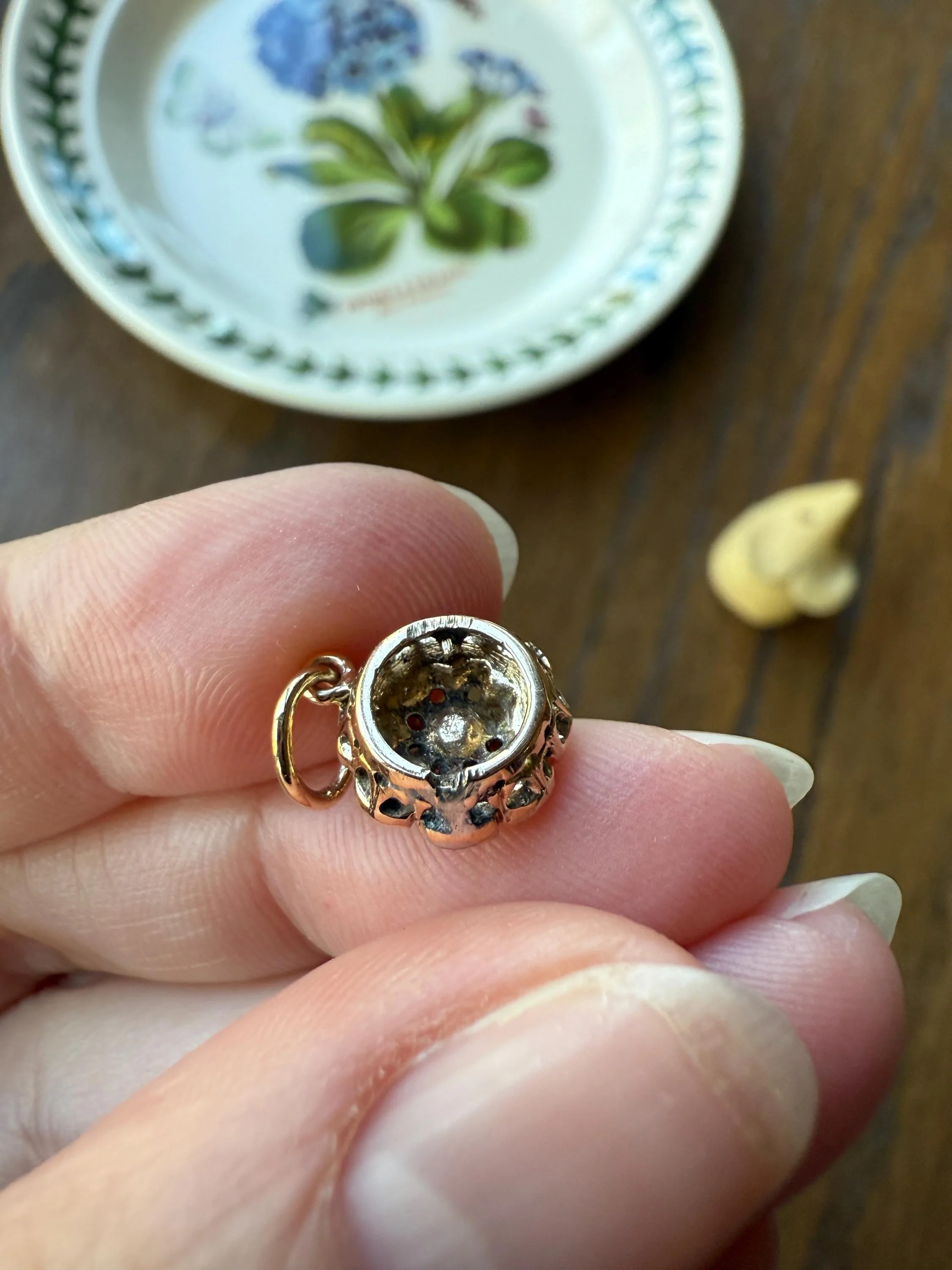 Daisy Cluster Pendant Rose Cut DIAMOND Antique Victorian 18k Gold Pendant Faces Up 1.15 Carat Necklace Bracelet Charm Floral Drop Dangle - Image 19