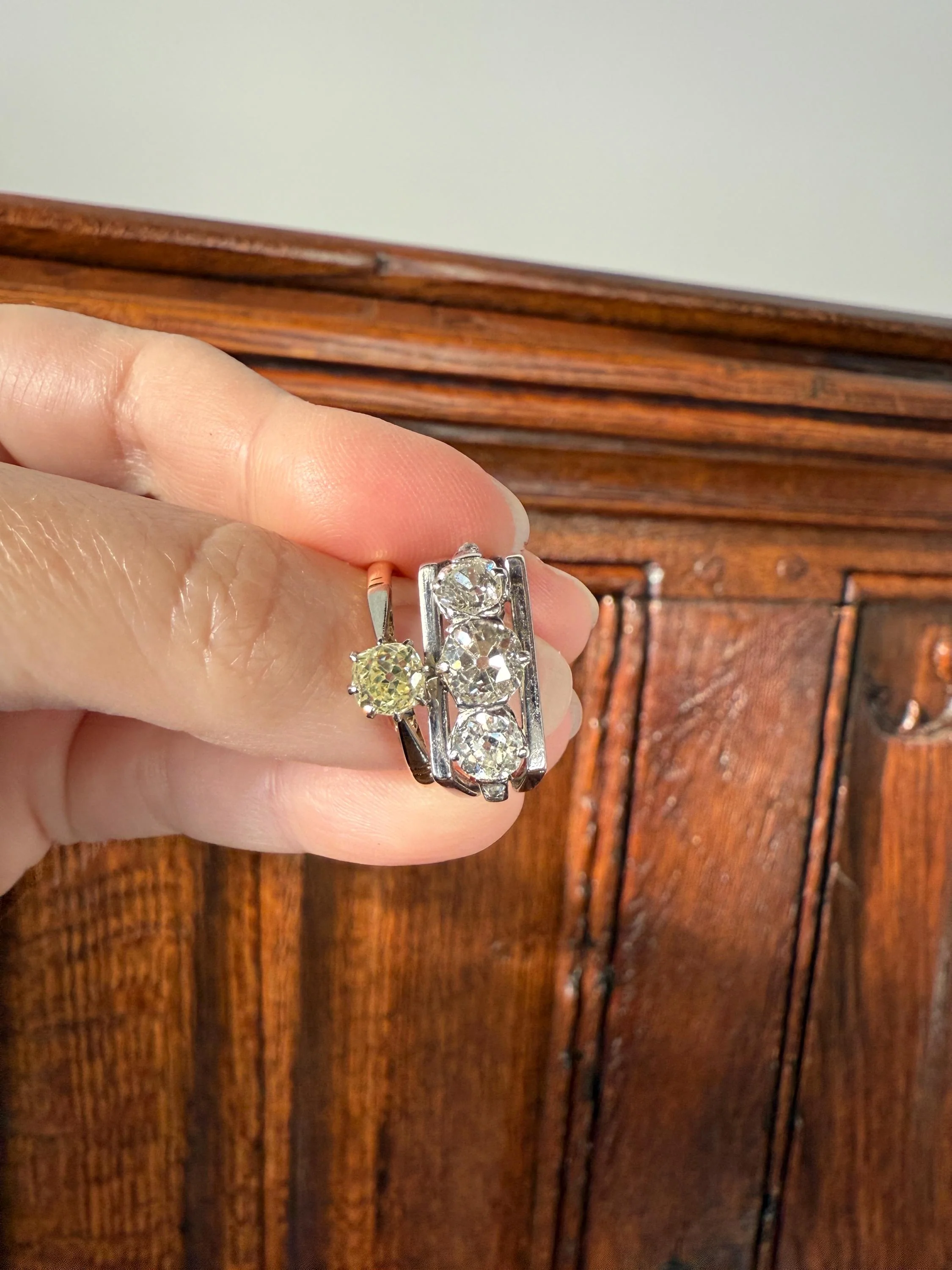 Delicious Eye Clean Fancy Light Greenish Yellow Antique Chunky .67 Carat Old Mine Cut Diamond Solitaire Engagement Ring 18k Gold Platinum Edwardian - Image 11