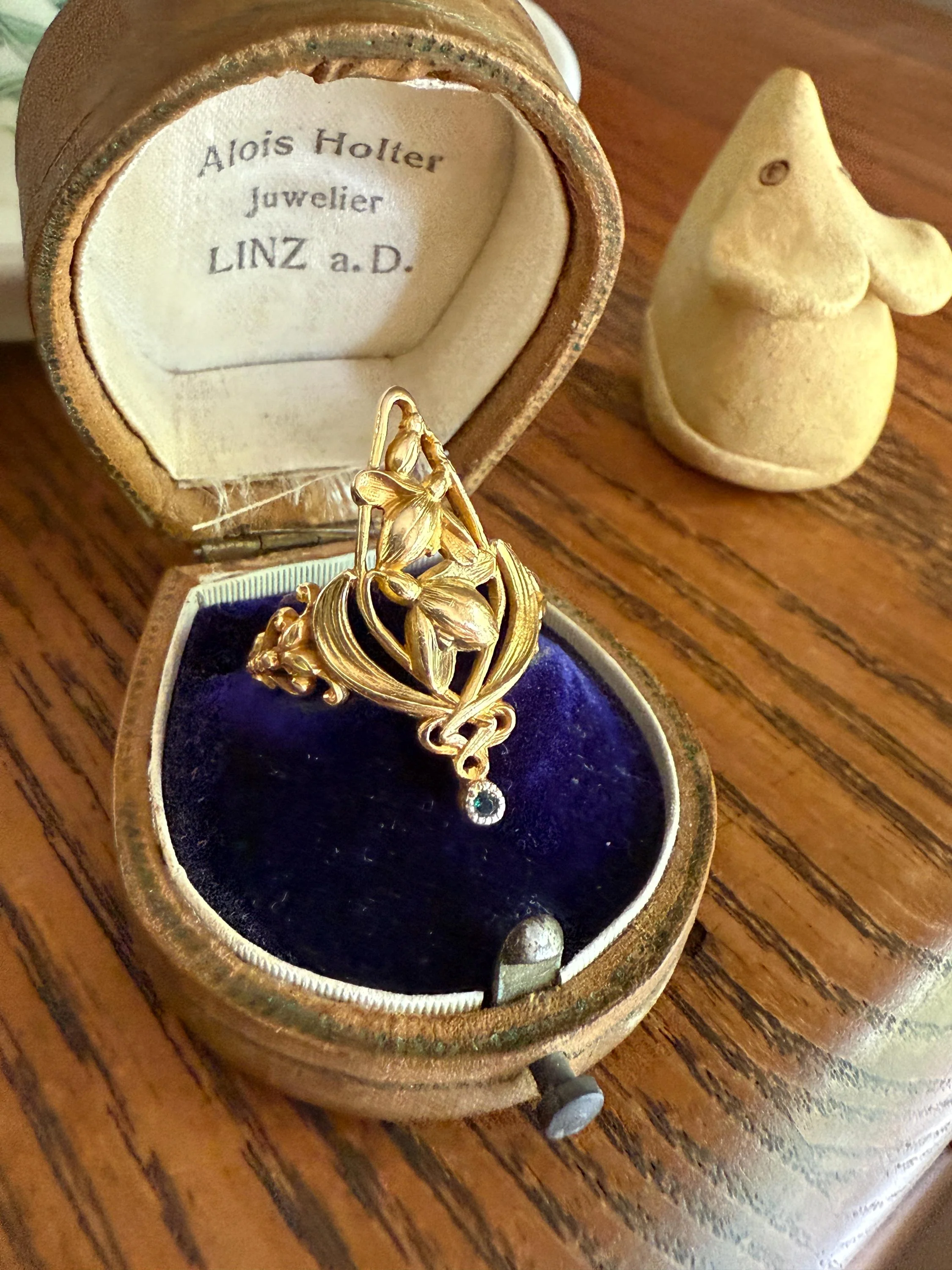 Delicious Floral French Art NOUVEAU Antique Belle Epoque Rose SWIRL Whiplash 18k Gold Ring Large 1.1" - Image 11