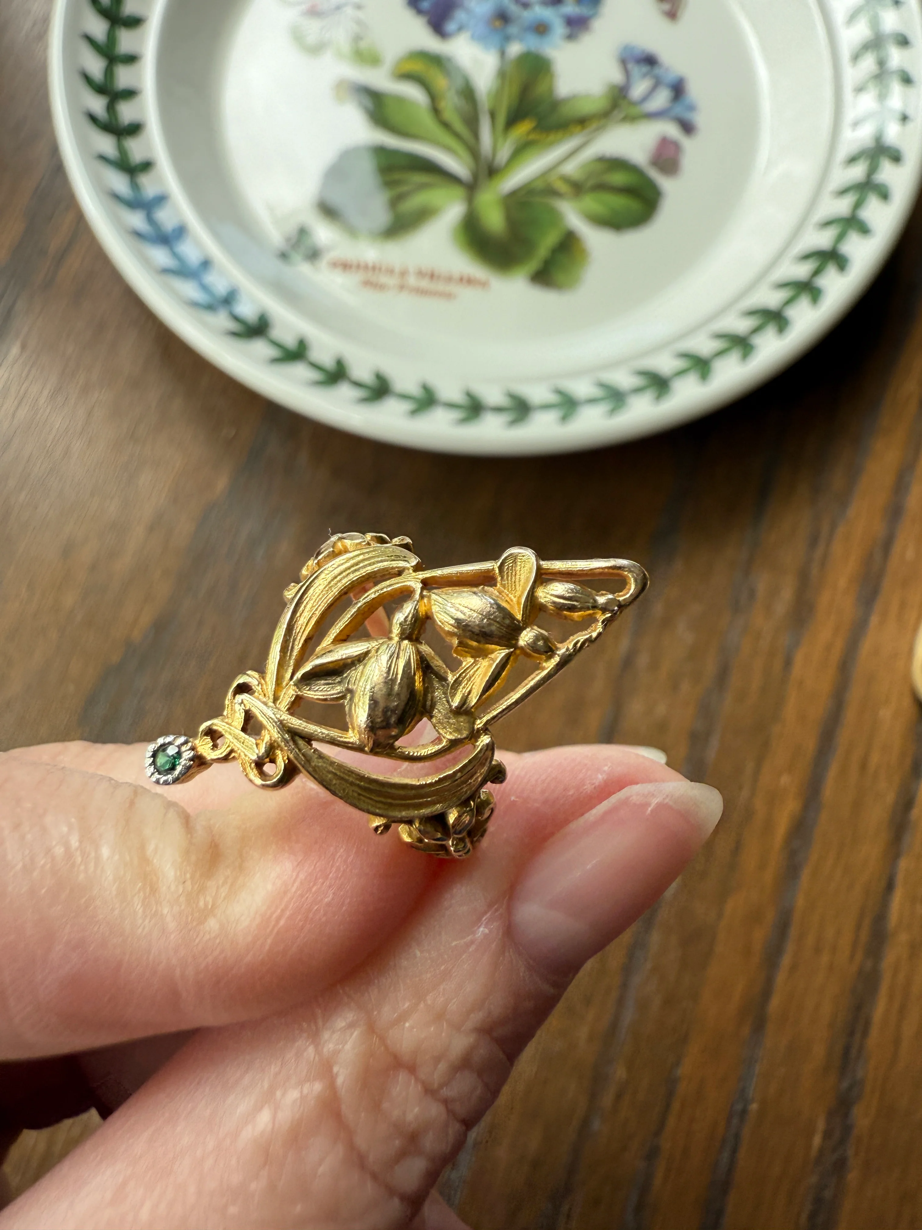 Delicious Floral French Art NOUVEAU Antique Belle Epoque Rose SWIRL Whiplash 18k Gold Ring Large 1.1" - Image 21