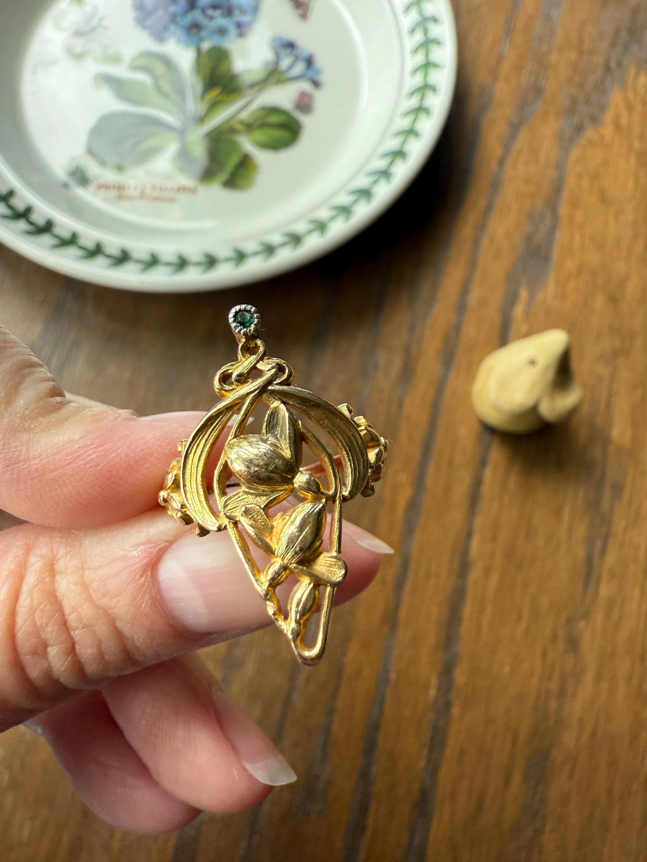 Delicious Floral French Art NOUVEAU Antique Belle Epoque Rose SWIRL Whiplash 18k Gold Ring Large 1.1" - Image 4