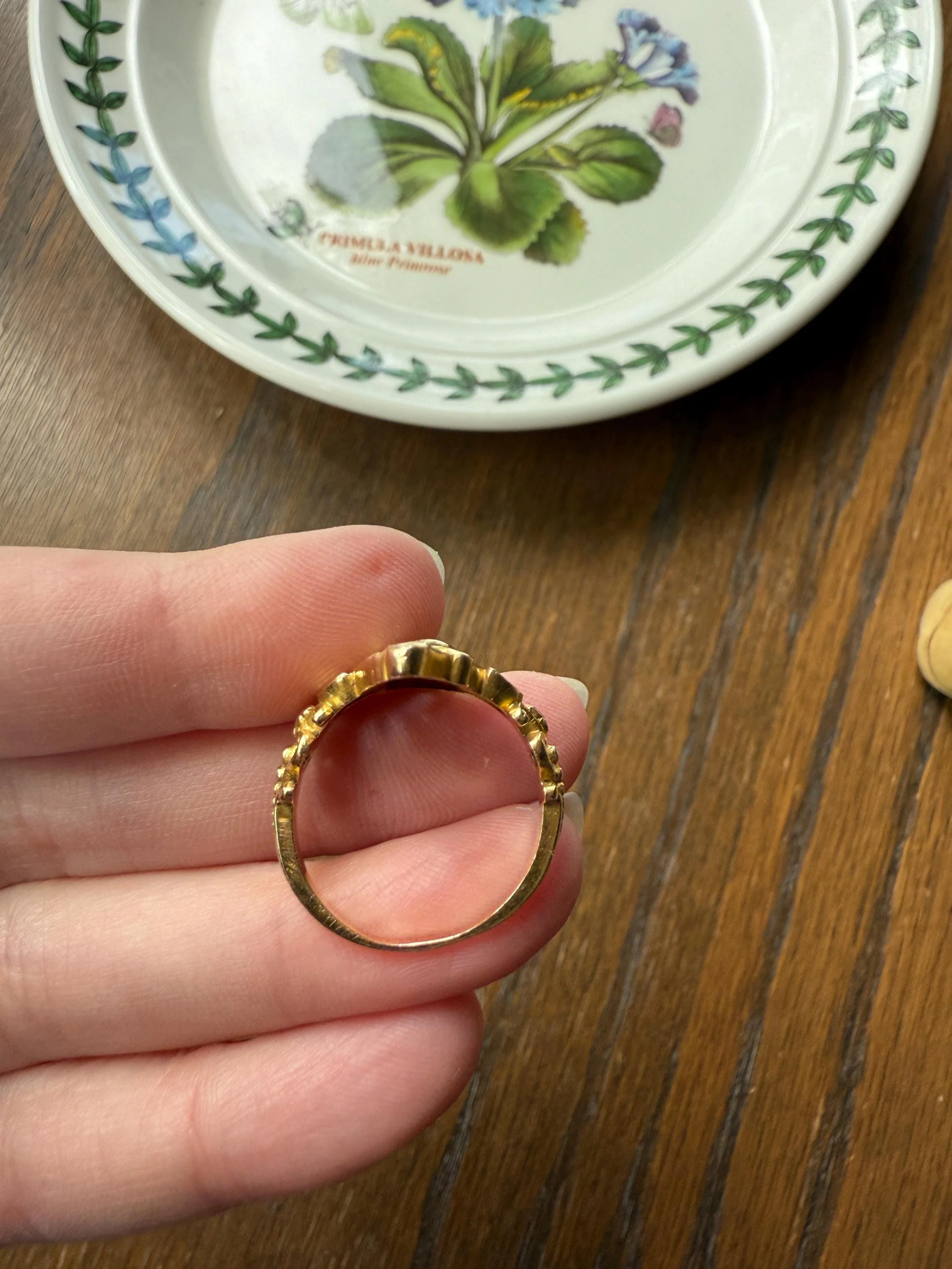 Delicious Floral French Art NOUVEAU Antique Belle Epoque Rose SWIRL Whiplash 18k Gold Ring Large 1.1" - Image 9
