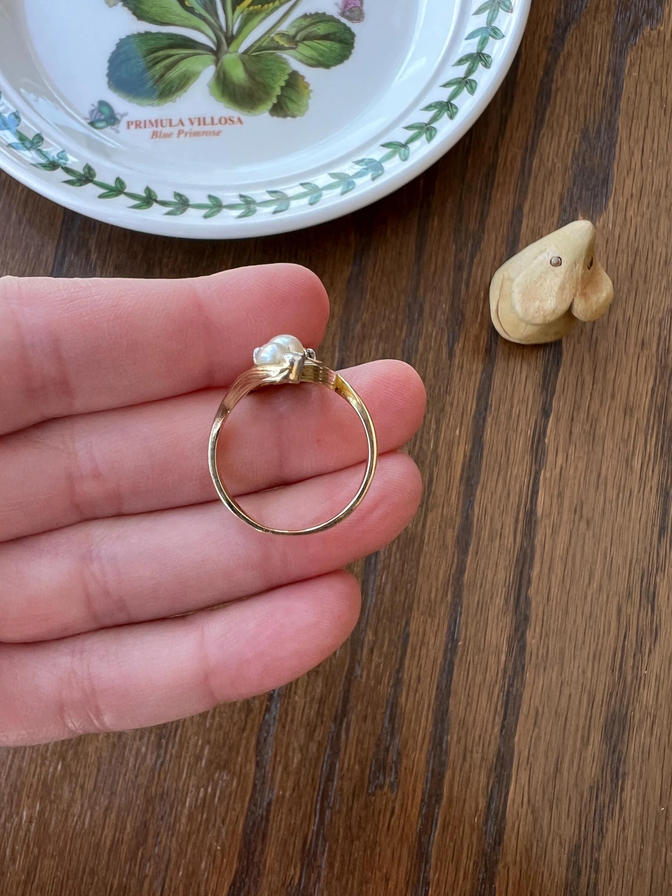 Delicious French Art NOUVEAU Antique Belle Epoque Rose Old Mine Cut DIAMOND Pearl SWIRL Whiplash 18k Gold Ring - Image 4