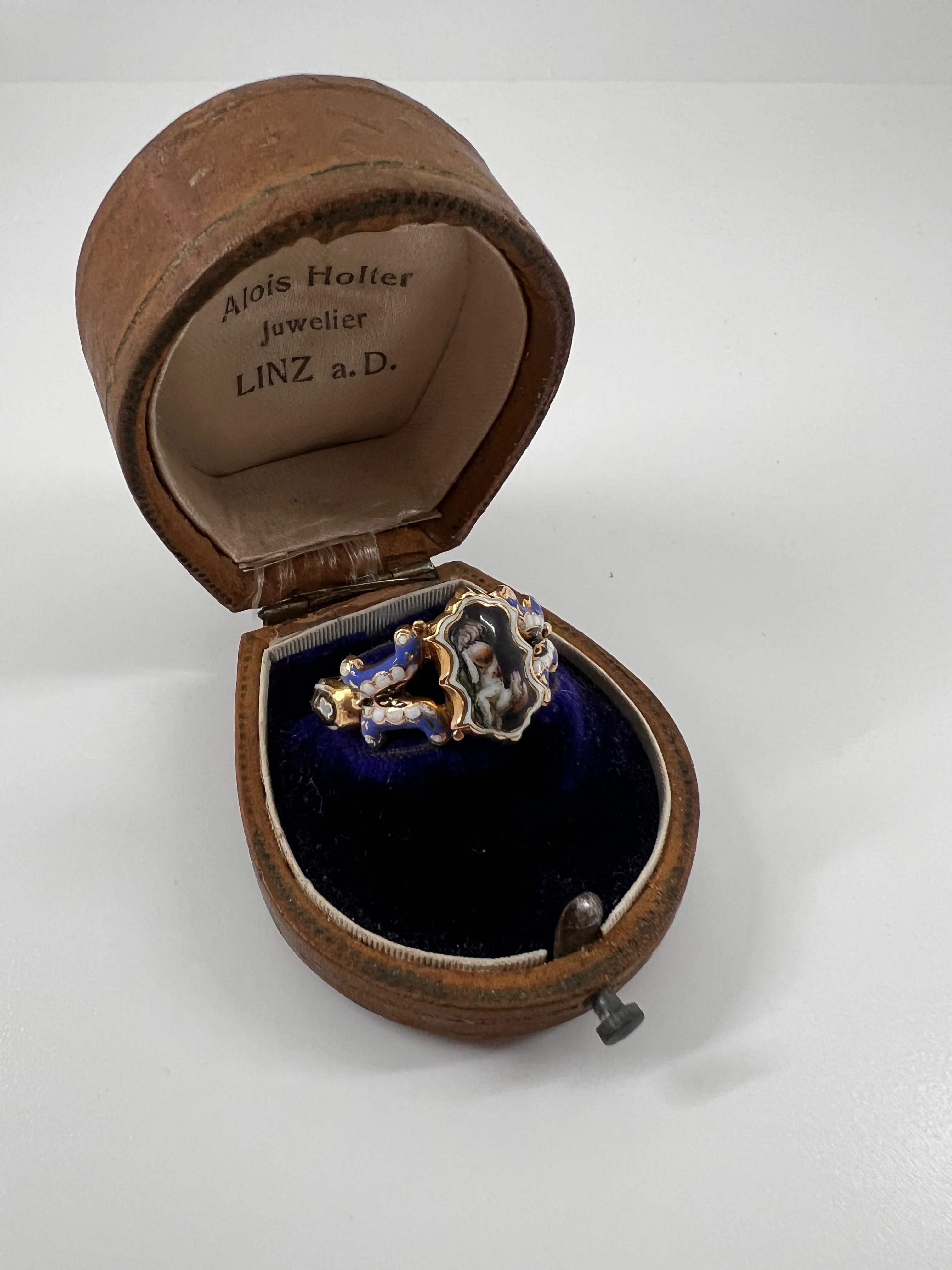 DOG Puppy Loyalty GEORGIAN Era LOCKET Poison Ring 18k Gold Enamel Figural Animal Jewelry Secret Compartment - Image 15