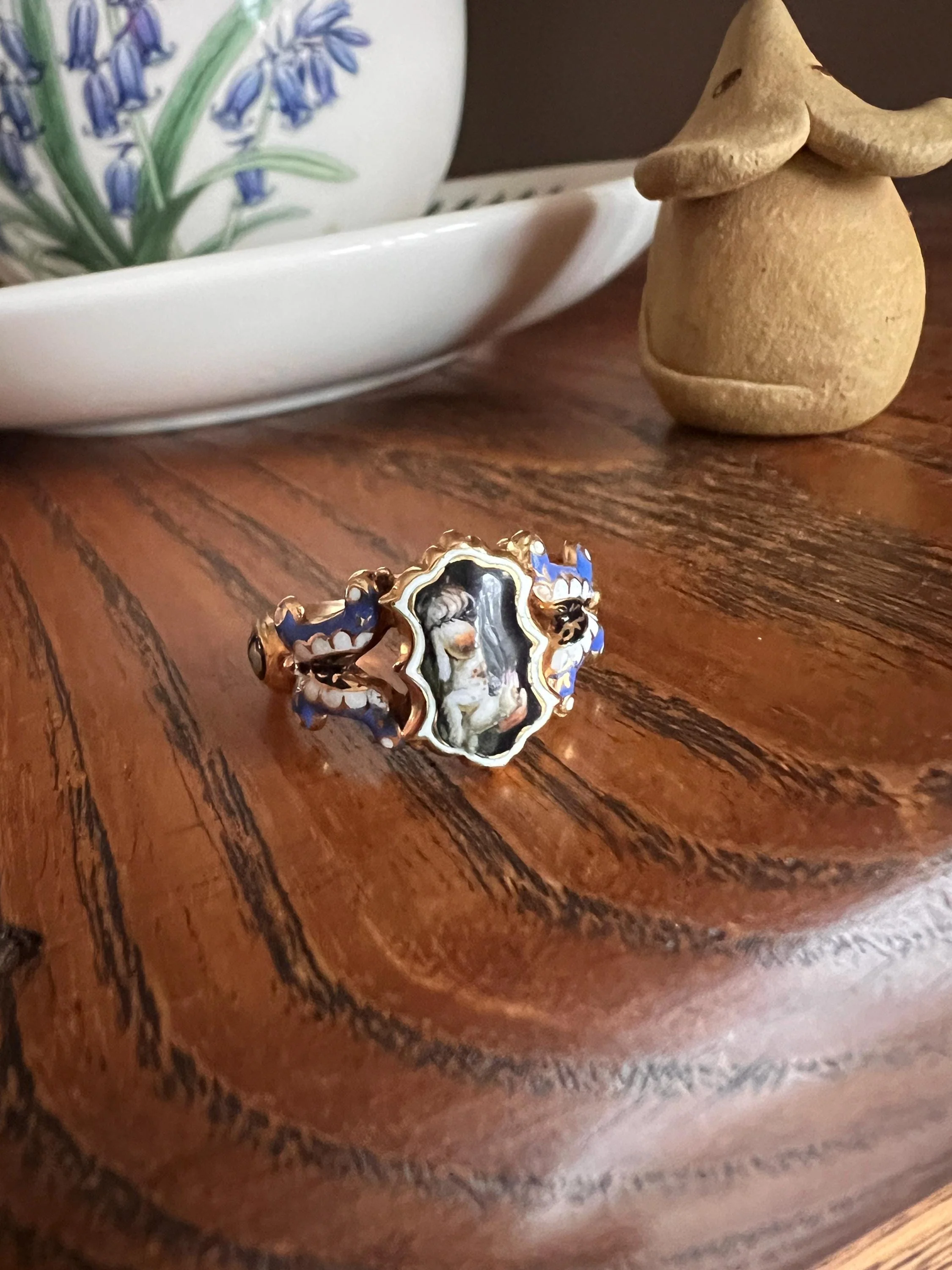 DOG Puppy Loyalty GEORGIAN Era LOCKET Poison Ring 18k Gold Enamel Figural Animal Jewelry Secret Compartment - Image 9