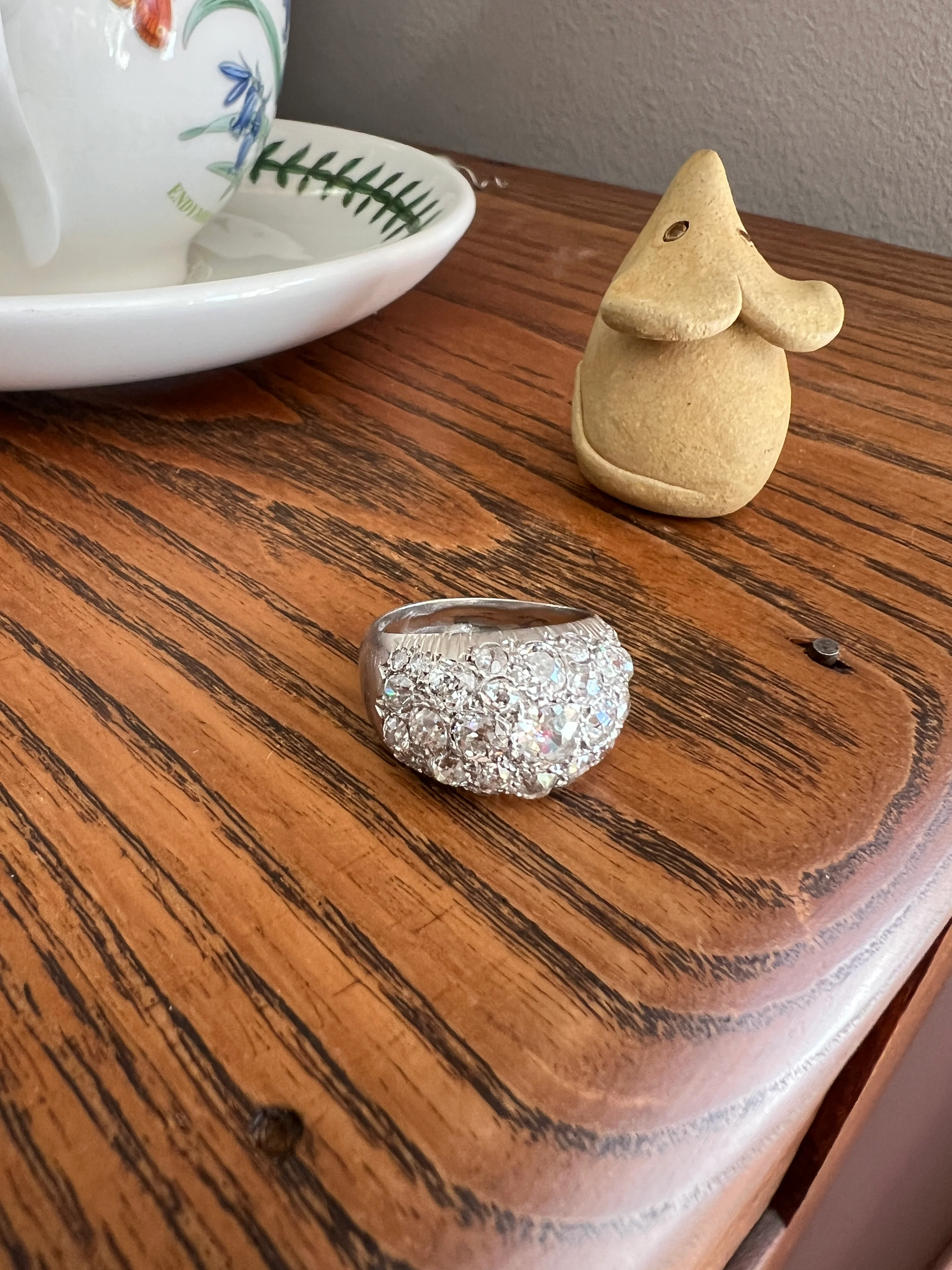 DOMED Pave 4.75 Carat Antique Old Mine Cut DIAMOND Cobblestone PLATINUM Ring OmC Encrusted Cluster Romantic Gift 4.75ctw OmC Chunky Stacker - Image 14