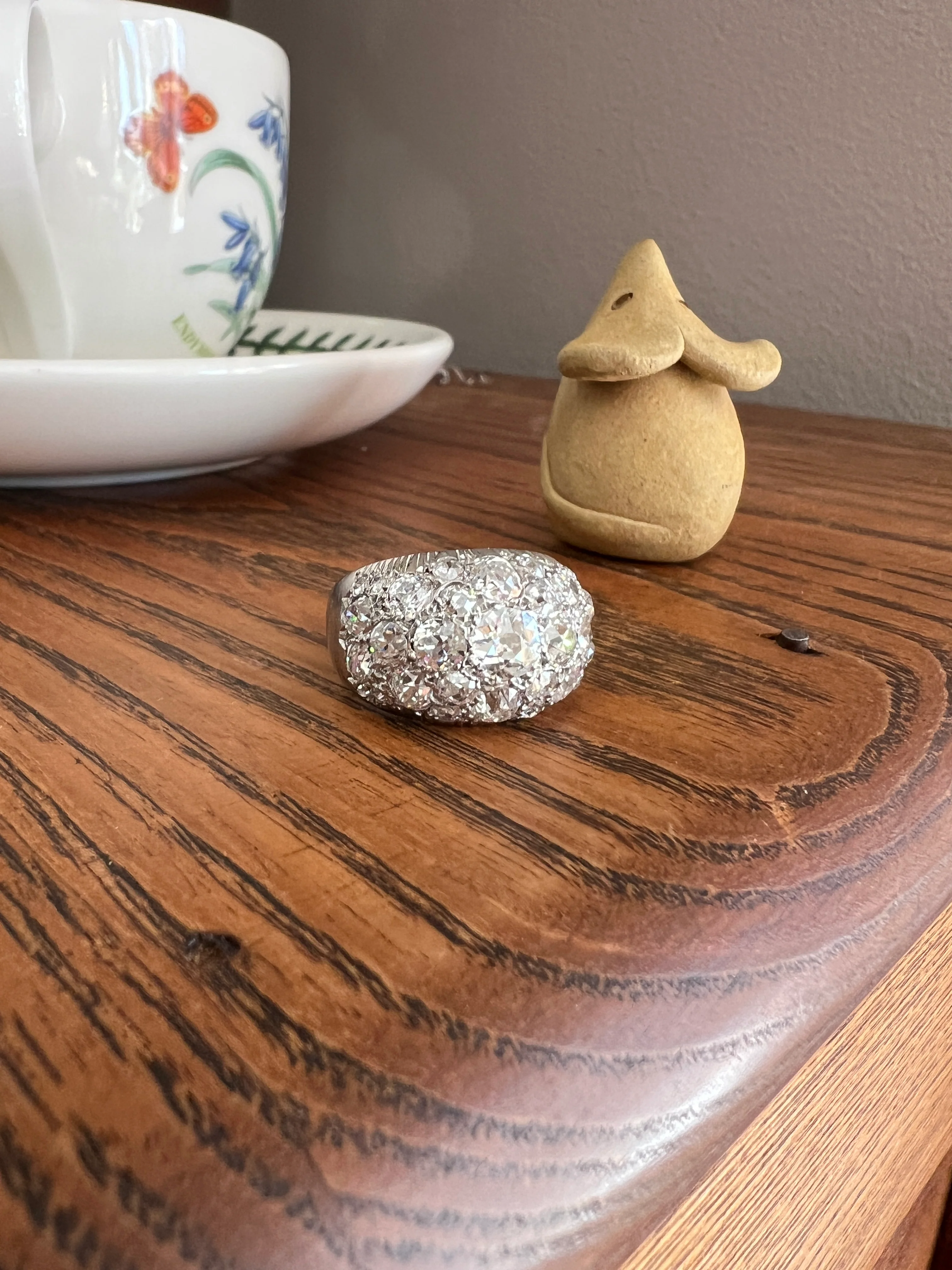 DOMED Pave 4.75 Carat Antique Old Mine Cut DIAMOND Cobblestone PLATINUM Ring OmC Encrusted Cluster Romantic Gift 4.75ctw OmC Chunky Stacker - Image 17