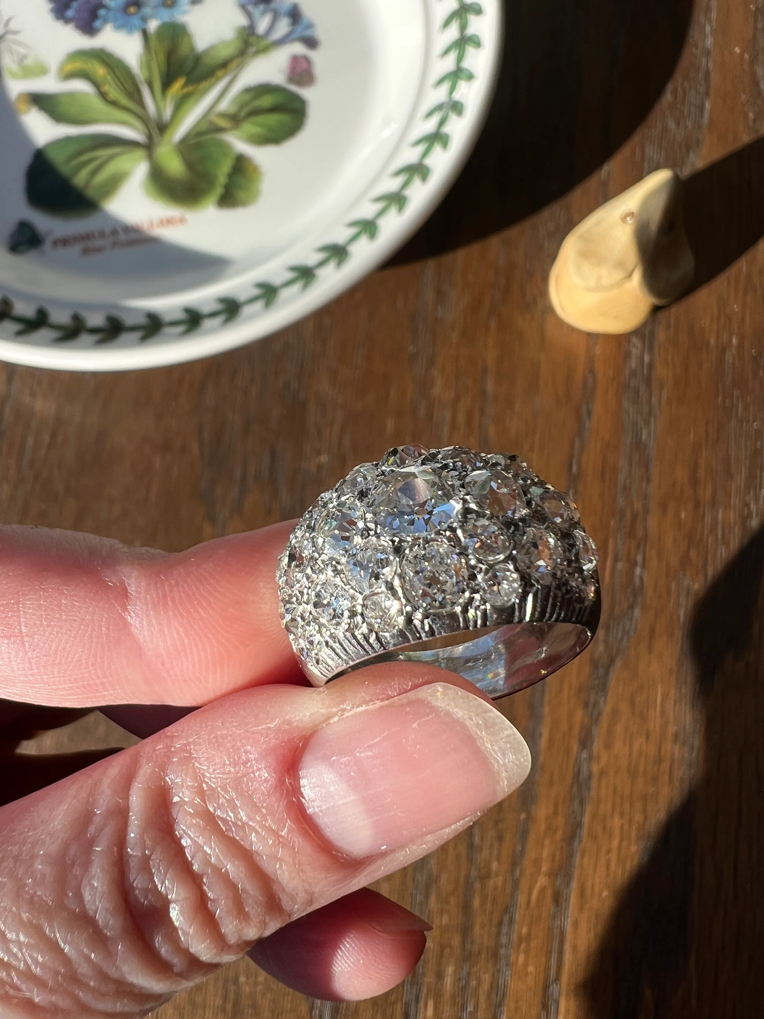 DOMED Pave 4.75 Carat Antique Old Mine Cut DIAMOND Cobblestone PLATINUM Ring OmC Encrusted Cluster Romantic Gift 4.75ctw OmC Chunky Stacker - Image 19