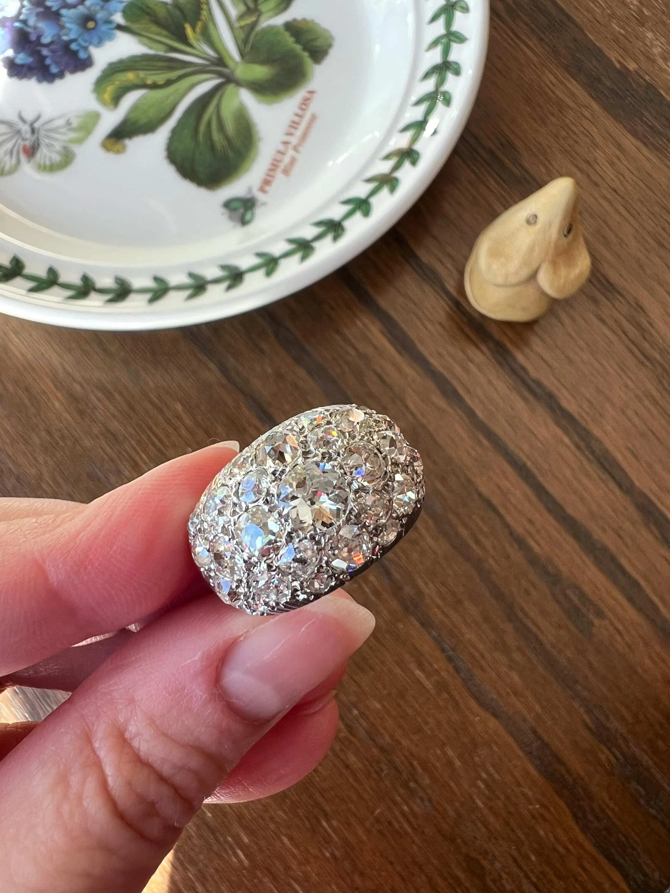 DOMED Pave 4.75 Carat Antique Old Mine Cut DIAMOND Cobblestone PLATINUM Ring OmC Encrusted Cluster Romantic Gift 4.75ctw OmC Chunky Stacker - Image 2