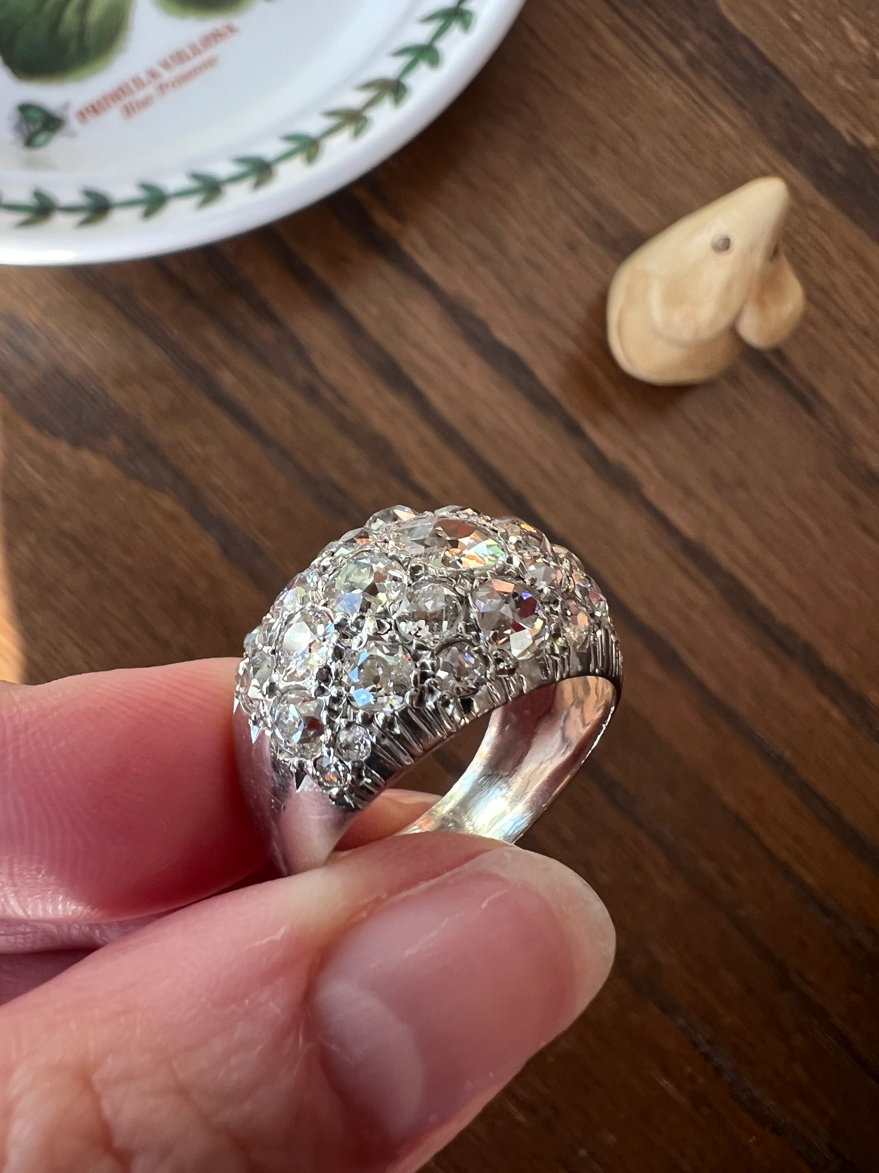 DOMED Pave 4.75 Carat Antique Old Mine Cut DIAMOND Cobblestone PLATINUM Ring OmC Encrusted Cluster Romantic Gift 4.75ctw OmC Chunky Stacker - Image 20