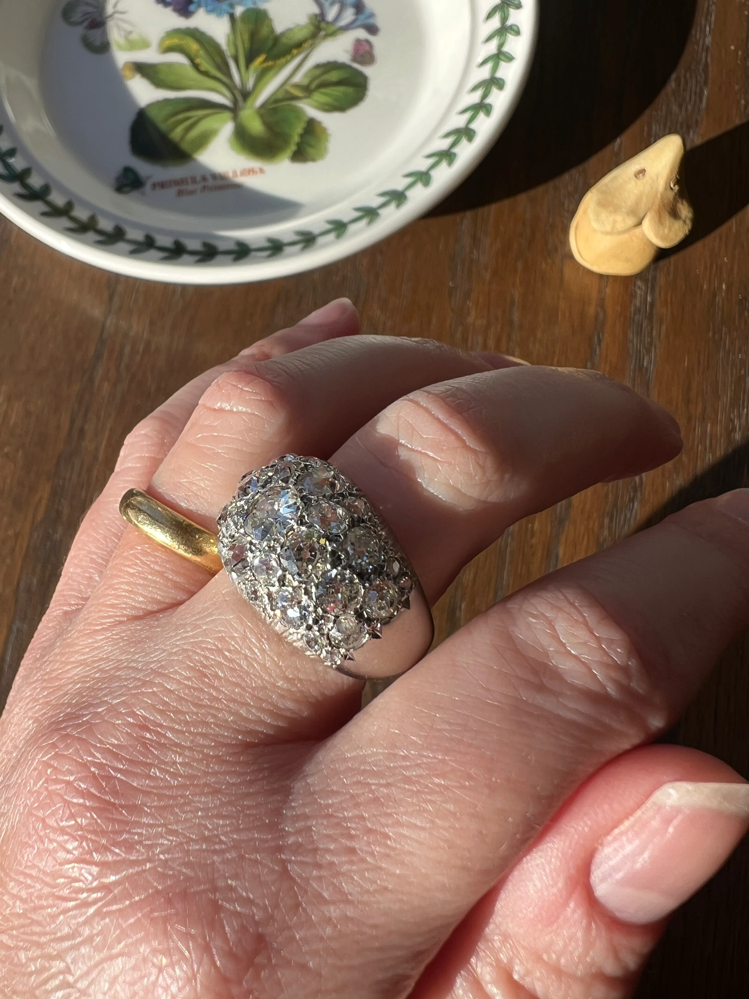 DOMED Pave 4.75 Carat Antique Old Mine Cut DIAMOND Cobblestone PLATINUM Ring OmC Encrusted Cluster Romantic Gift 4.75ctw OmC Chunky Stacker - Image 21