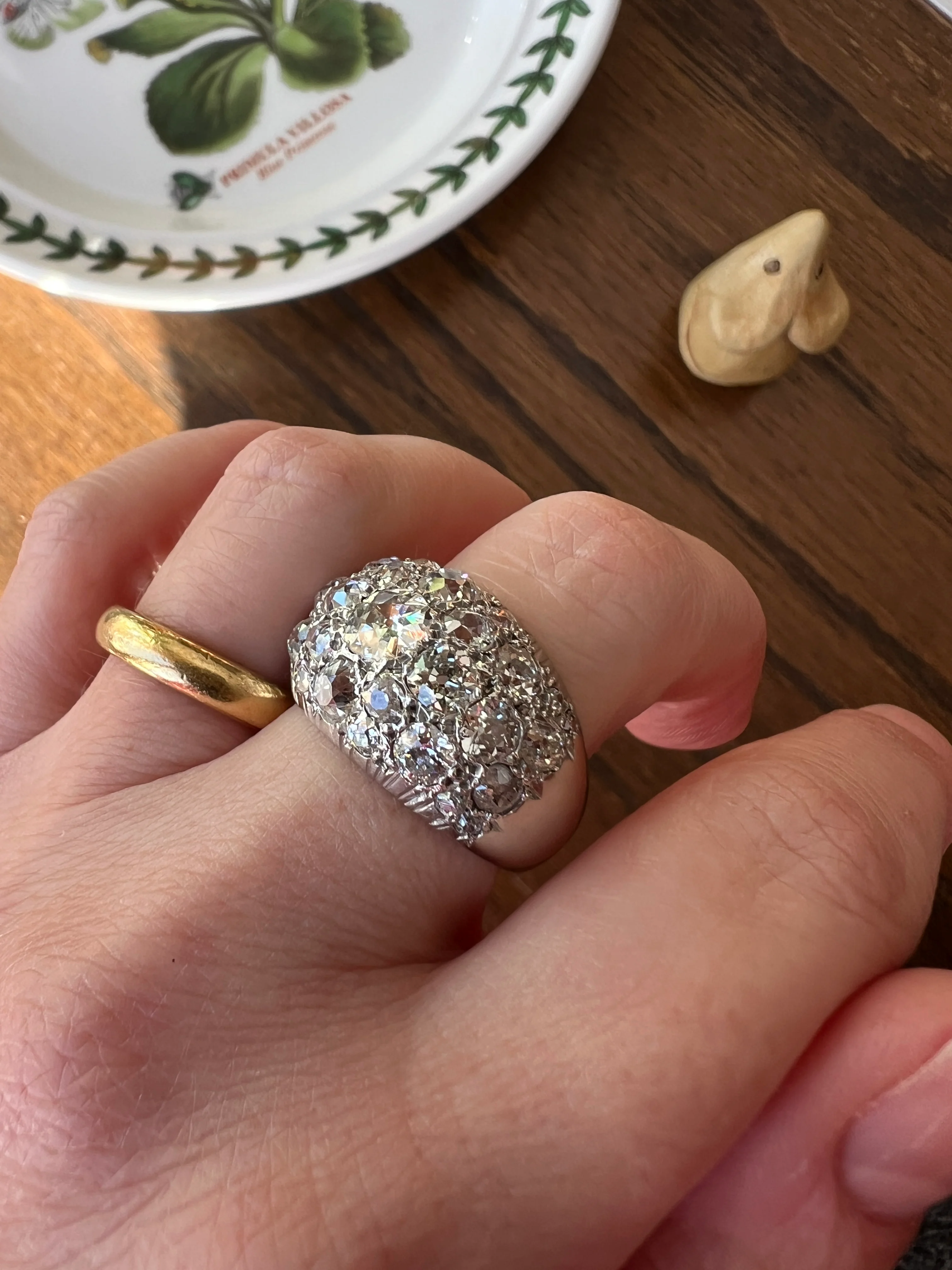 DOMED Pave 4.75 Carat Antique Old Mine Cut DIAMOND Cobblestone PLATINUM Ring OmC Encrusted Cluster Romantic Gift 4.75ctw OmC Chunky Stacker - Image 22