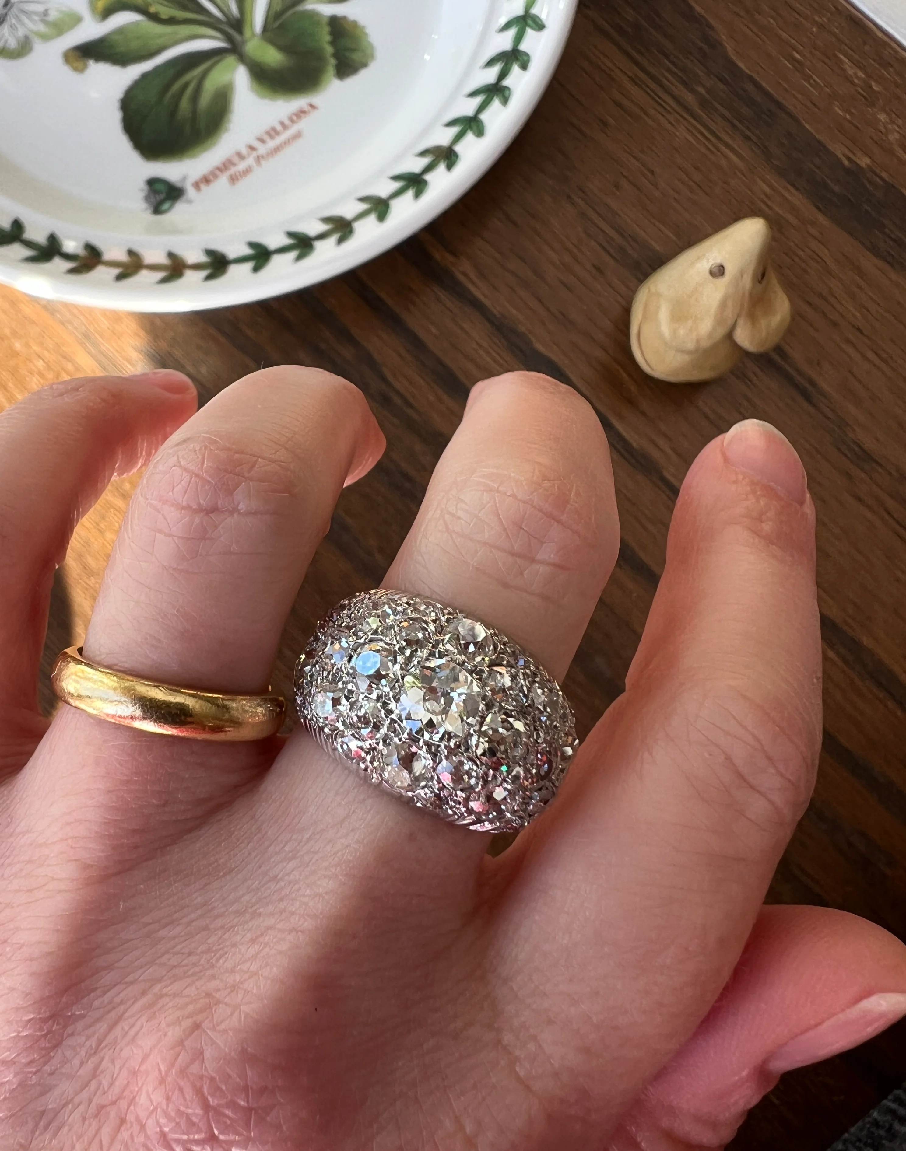 DOMED Pave 4.75 Carat Antique Old Mine Cut DIAMOND Cobblestone PLATINUM Ring OmC Encrusted Cluster Romantic Gift 4.75ctw OmC Chunky Stacker - Image 23