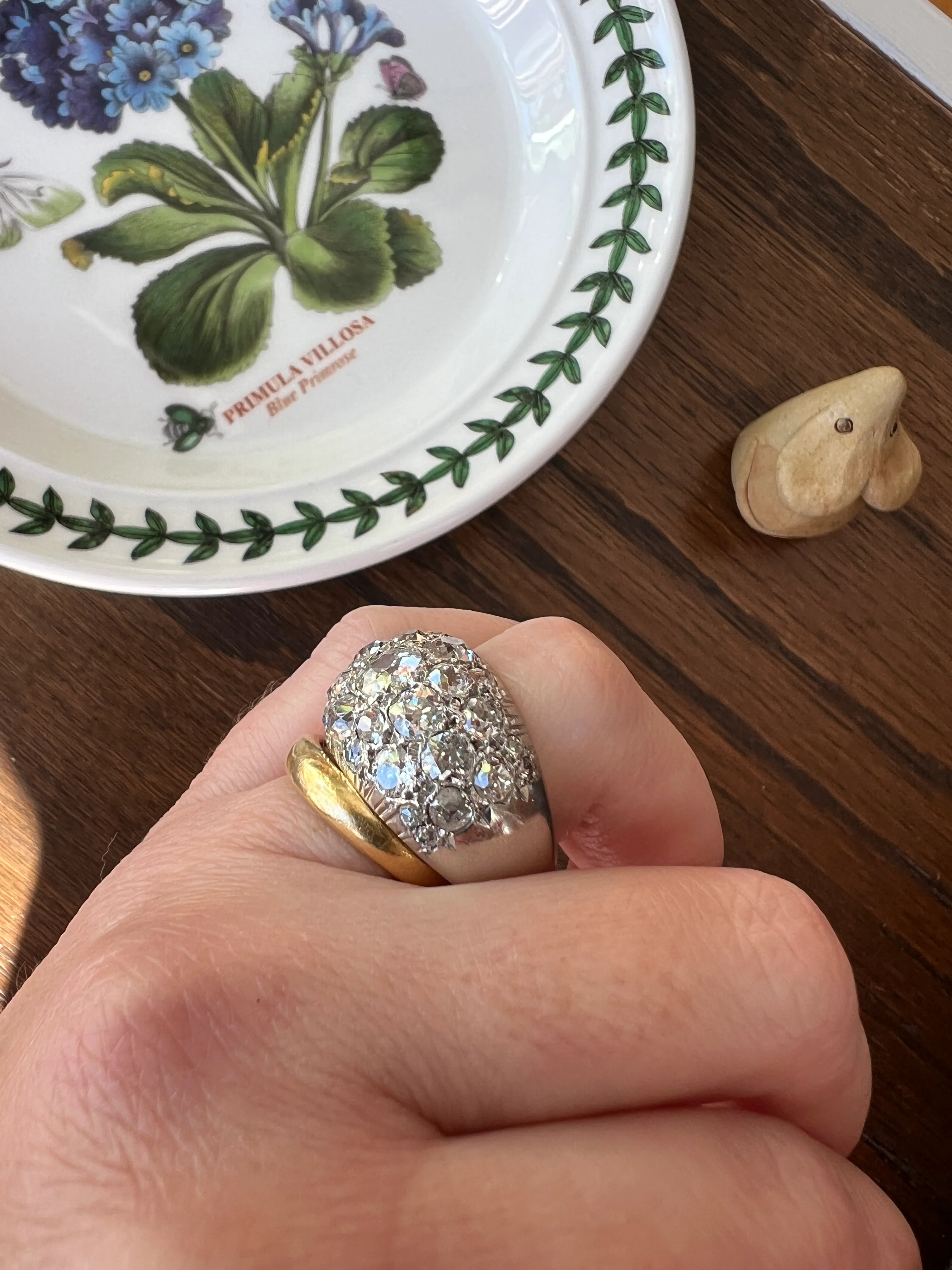 DOMED Pave 4.75 Carat Antique Old Mine Cut DIAMOND Cobblestone PLATINUM Ring OmC Encrusted Cluster Romantic Gift 4.75ctw OmC Chunky Stacker - Image 24