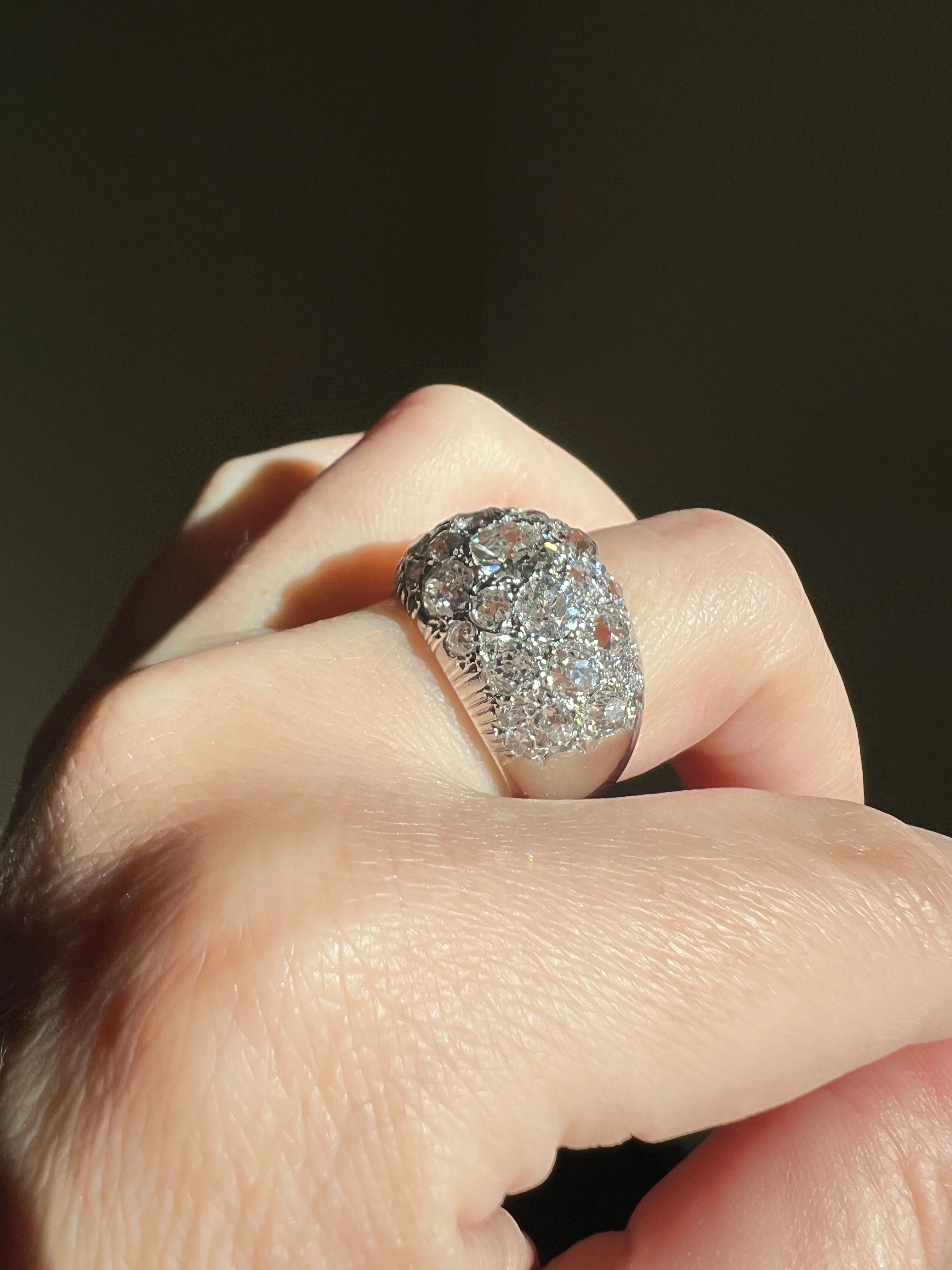 DOMED Pave 4.75 Carat Antique Old Mine Cut DIAMOND Cobblestone PLATINUM Ring OmC Encrusted Cluster Romantic Gift 4.75ctw OmC Chunky Stacker - Image 29