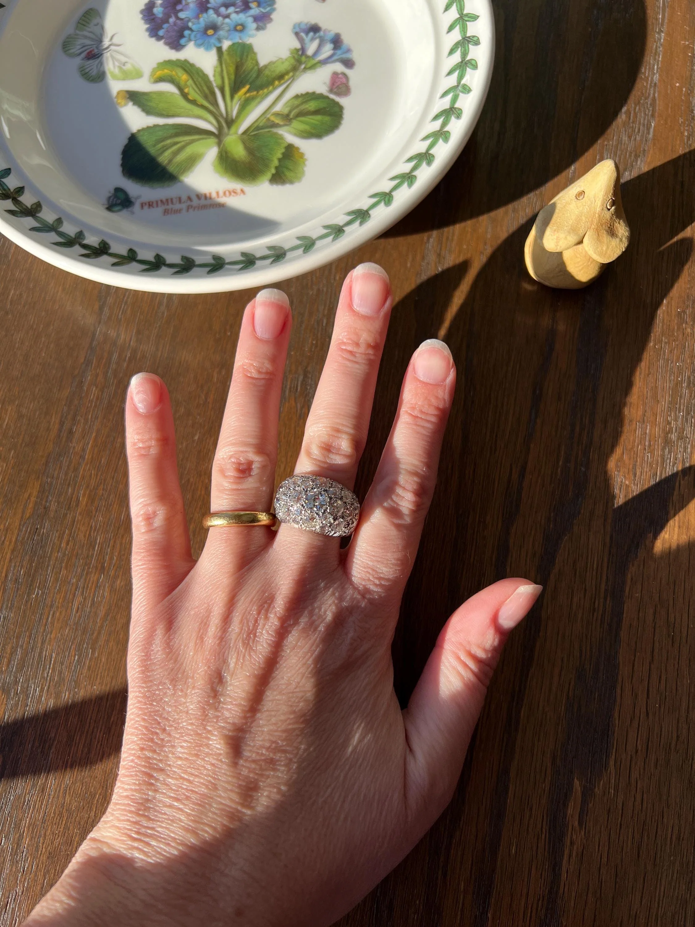 DOMED Pave 4.75 Carat Antique Old Mine Cut DIAMOND Cobblestone PLATINUM Ring OmC Encrusted Cluster Romantic Gift 4.75ctw OmC Chunky Stacker - Image 3