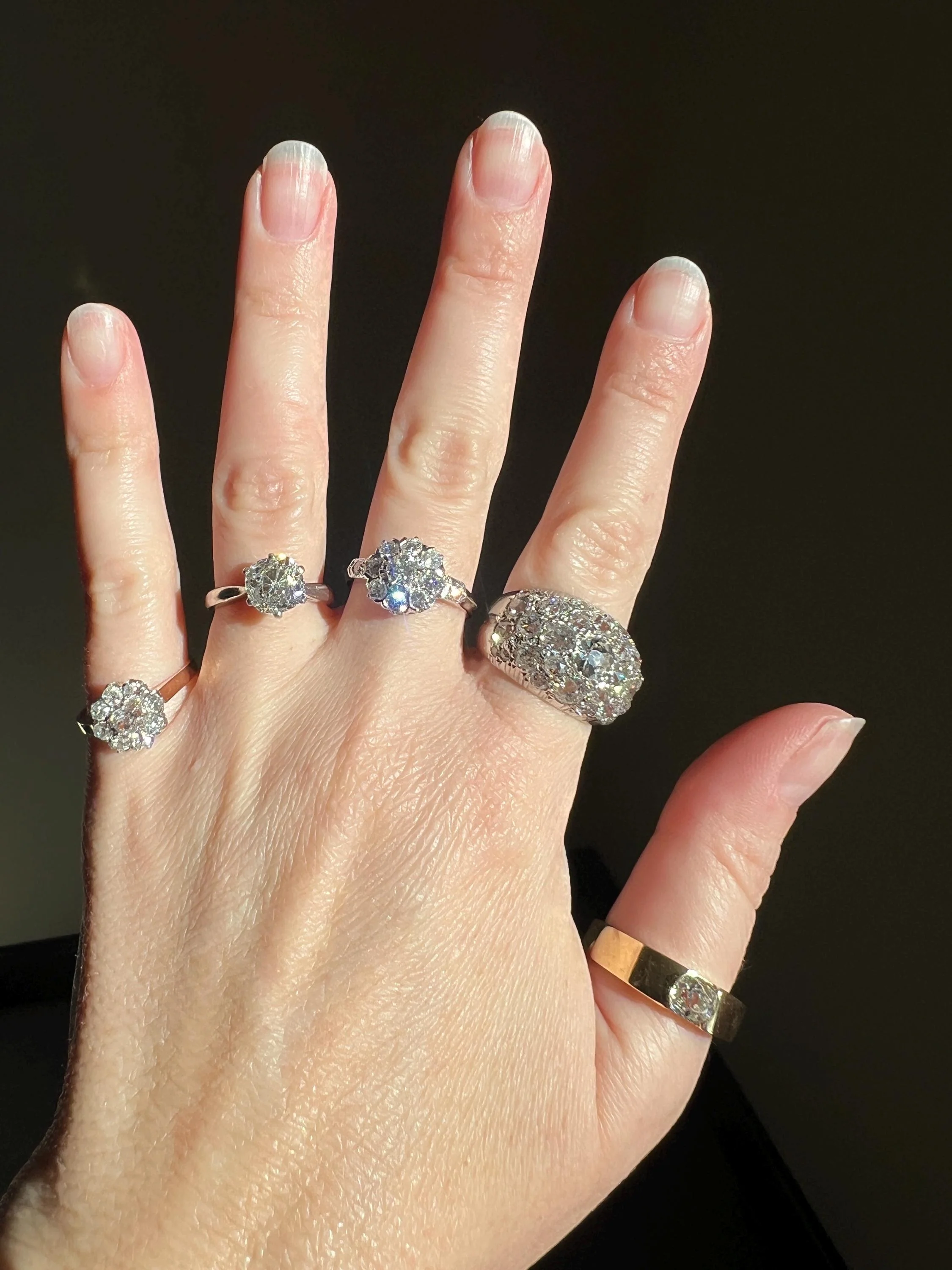 DOMED Pave 4.75 Carat Antique Old Mine Cut DIAMOND Cobblestone PLATINUM Ring OmC Encrusted Cluster Romantic Gift 4.75ctw OmC Chunky Stacker - Image 8
