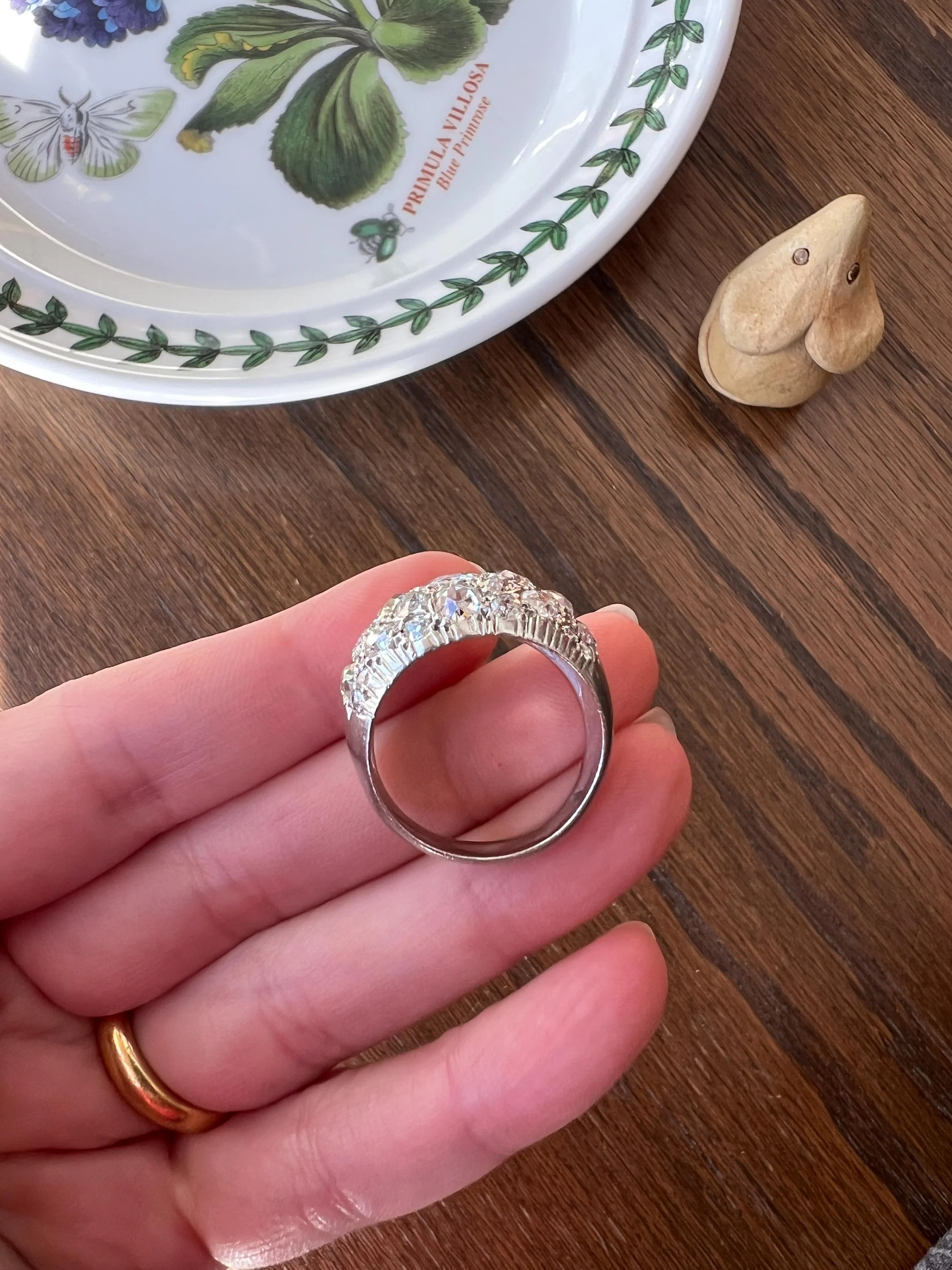 DOMED Pave 4.75 Carat Antique Old Mine Cut DIAMOND Cobblestone PLATINUM Ring OmC Encrusted Cluster Romantic Gift 4.75ctw OmC Chunky Stacker - Image 9