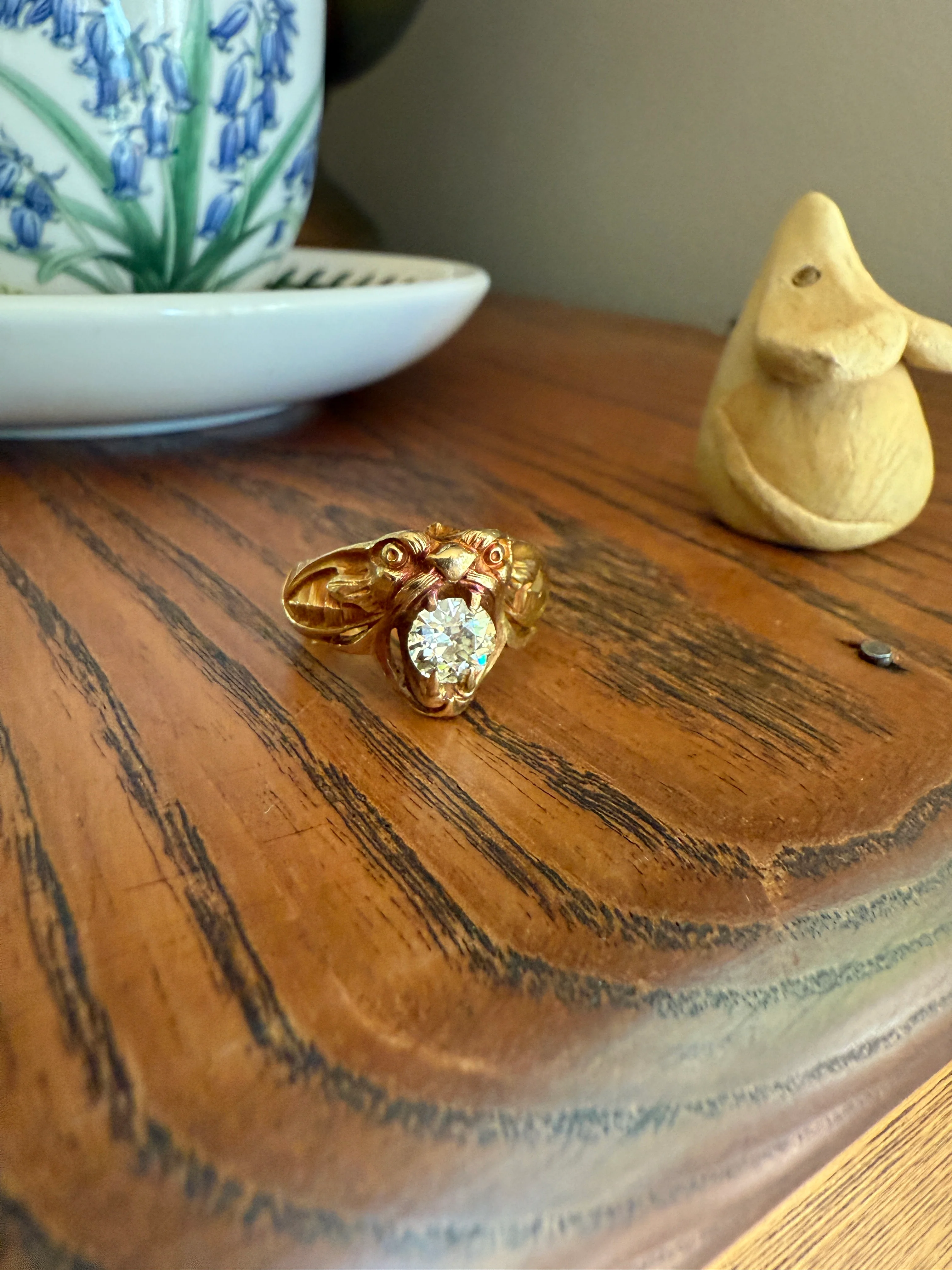 DRAGON Heavy Antique 1 Carat Old European Cut Diamond Figural Ring 12.6g 18k Gold Solid Gargoyle Chimera Belle Epoque Art Nouveau Unisex OEC - Image 21