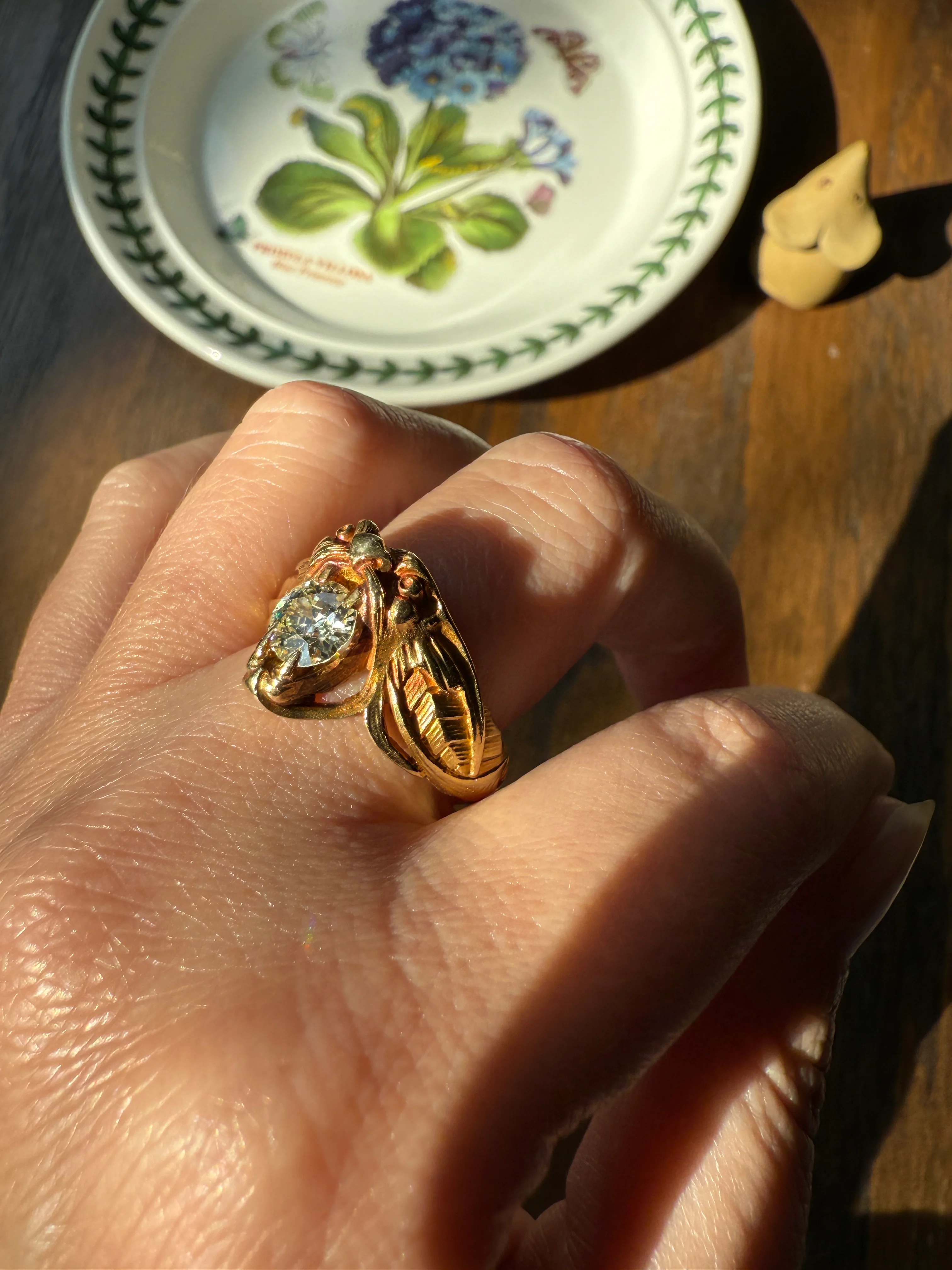 DRAGON Heavy Antique 1 Carat Old European Cut Diamond Figural Ring 12.6g 18k Gold Solid Gargoyle Chimera Belle Epoque Art Nouveau Unisex OEC - Image 22