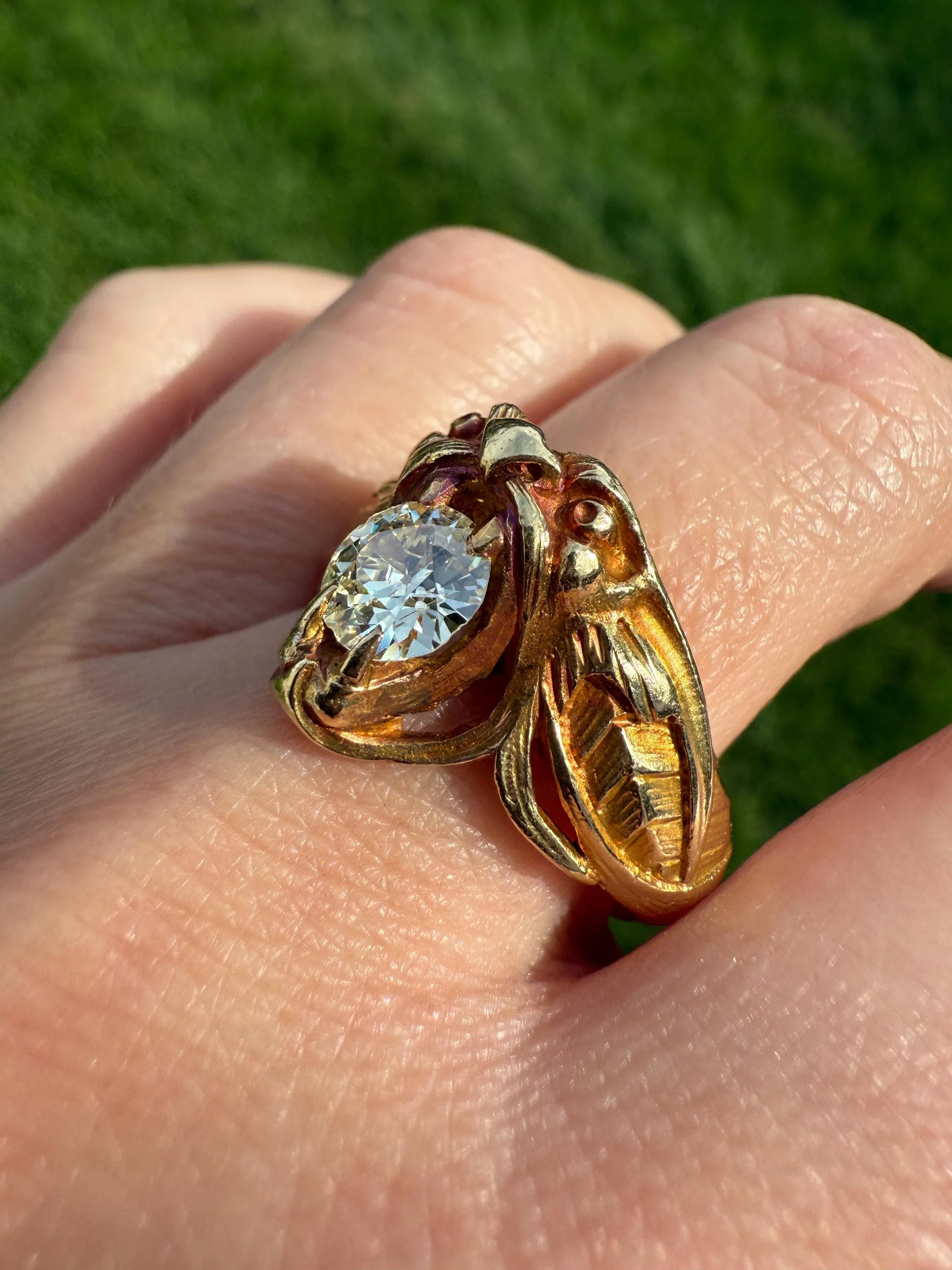 DRAGON Heavy Antique 1 Carat Old European Cut Diamond Figural Ring 12.6g 18k Gold Solid Gargoyle Chimera Belle Epoque Art Nouveau Unisex OEC - Image 7
