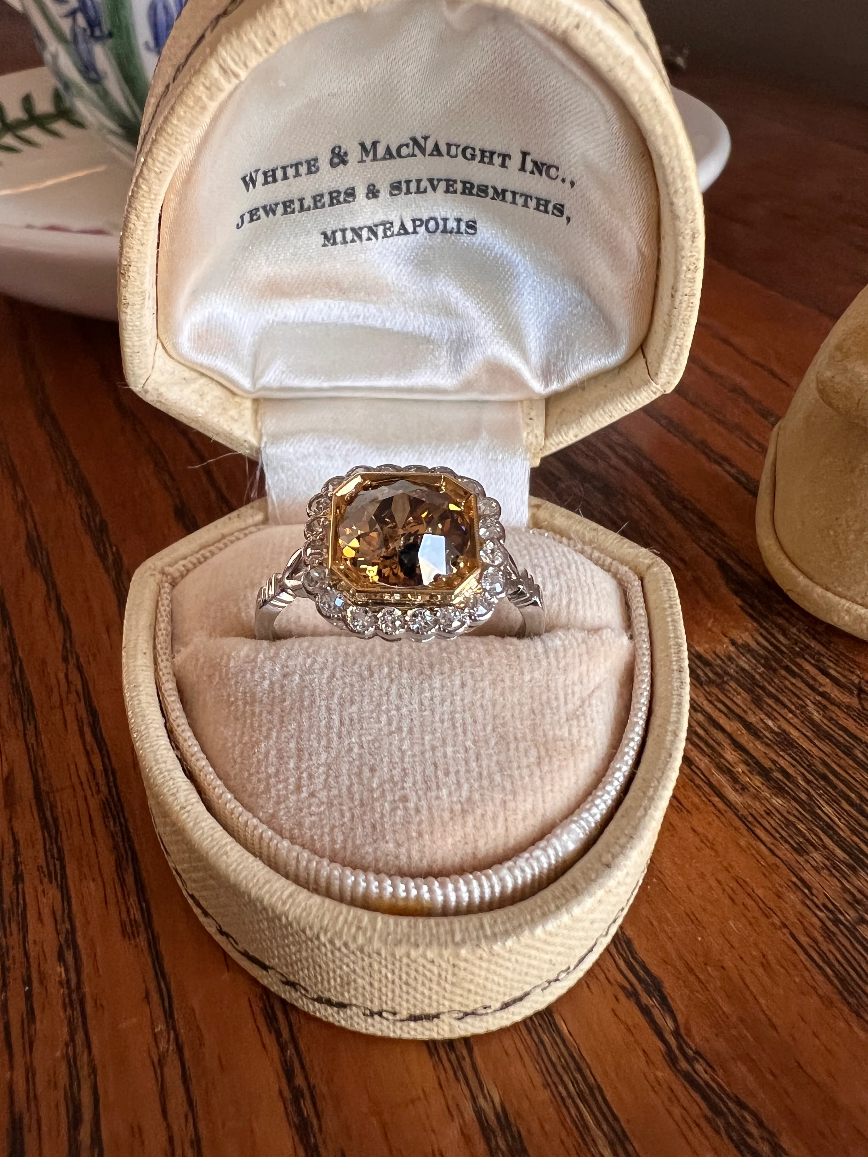 Edwardian 2.3 Carat Tdw Antique Fancy BROWN Yellow Old European Cut DIAMOND Halo Ring Platinum 18k Gold - Image 22