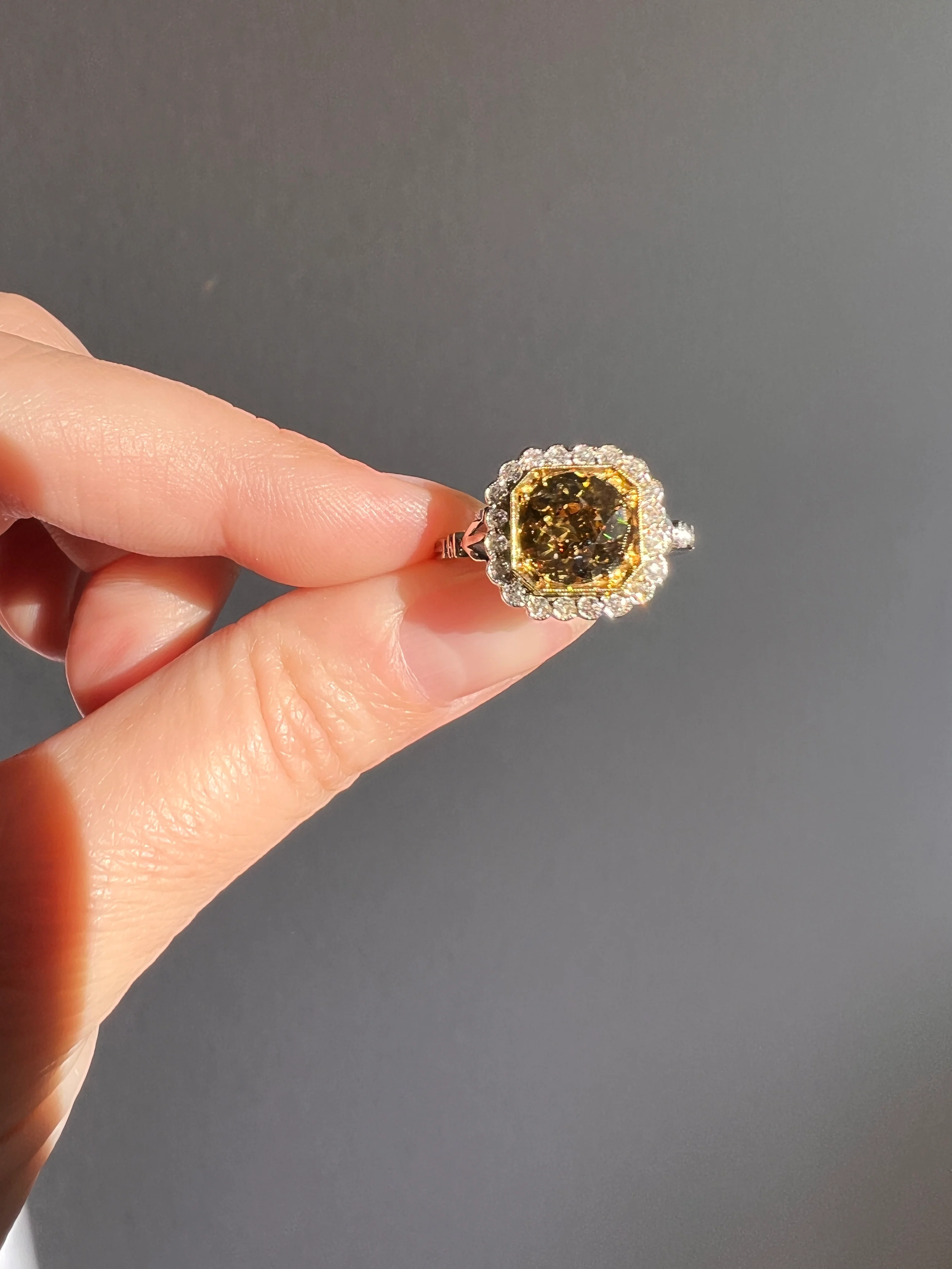 Edwardian 2.3 Carat Tdw Antique Fancy BROWN Yellow Old European Cut DIAMOND Halo Ring Platinum 18k Gold - Image 25