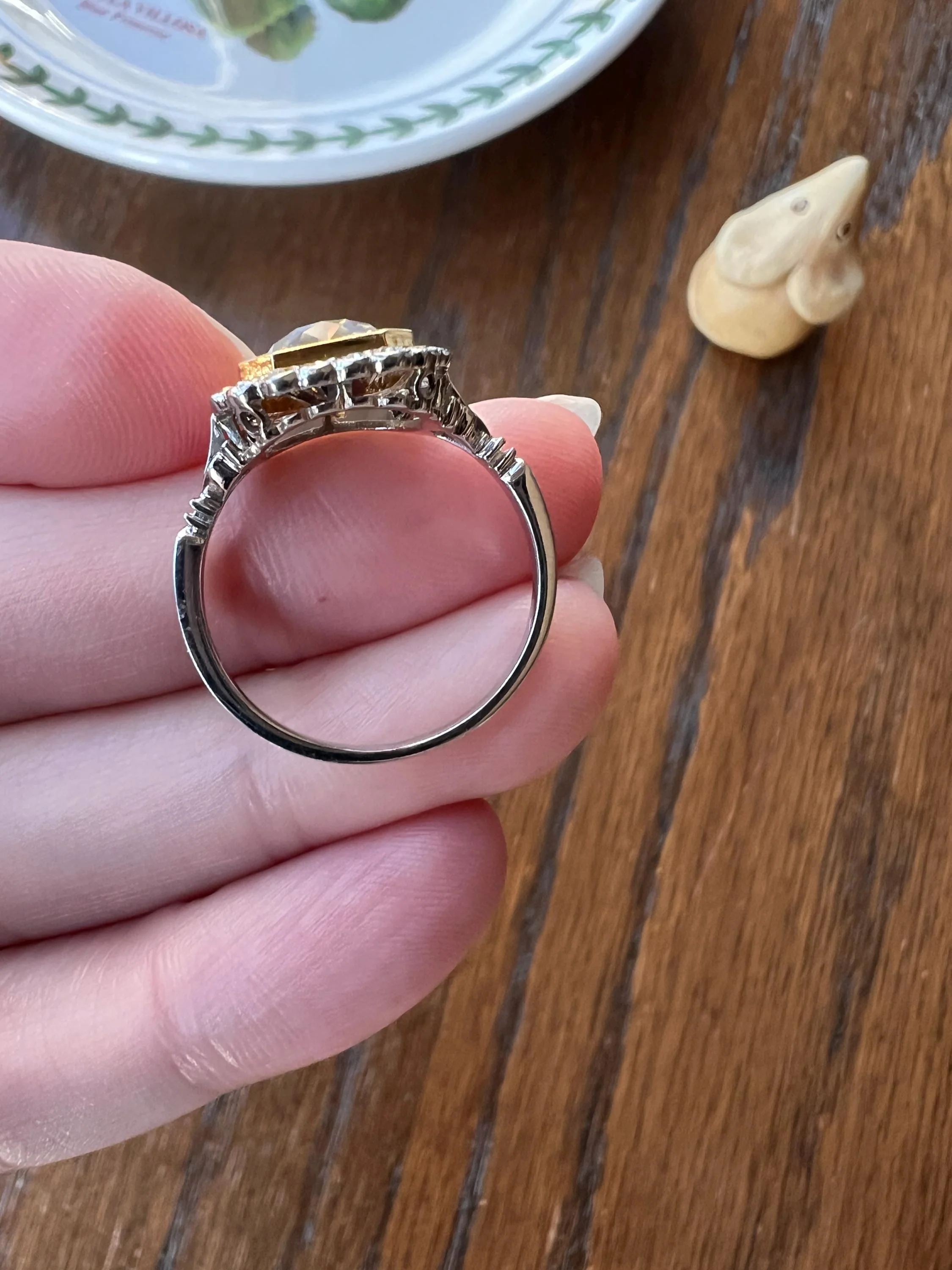 Edwardian 2.3 Carat Tdw Antique Fancy BROWN Yellow Old European Cut DIAMOND Halo Ring Platinum 18k Gold - Image 9