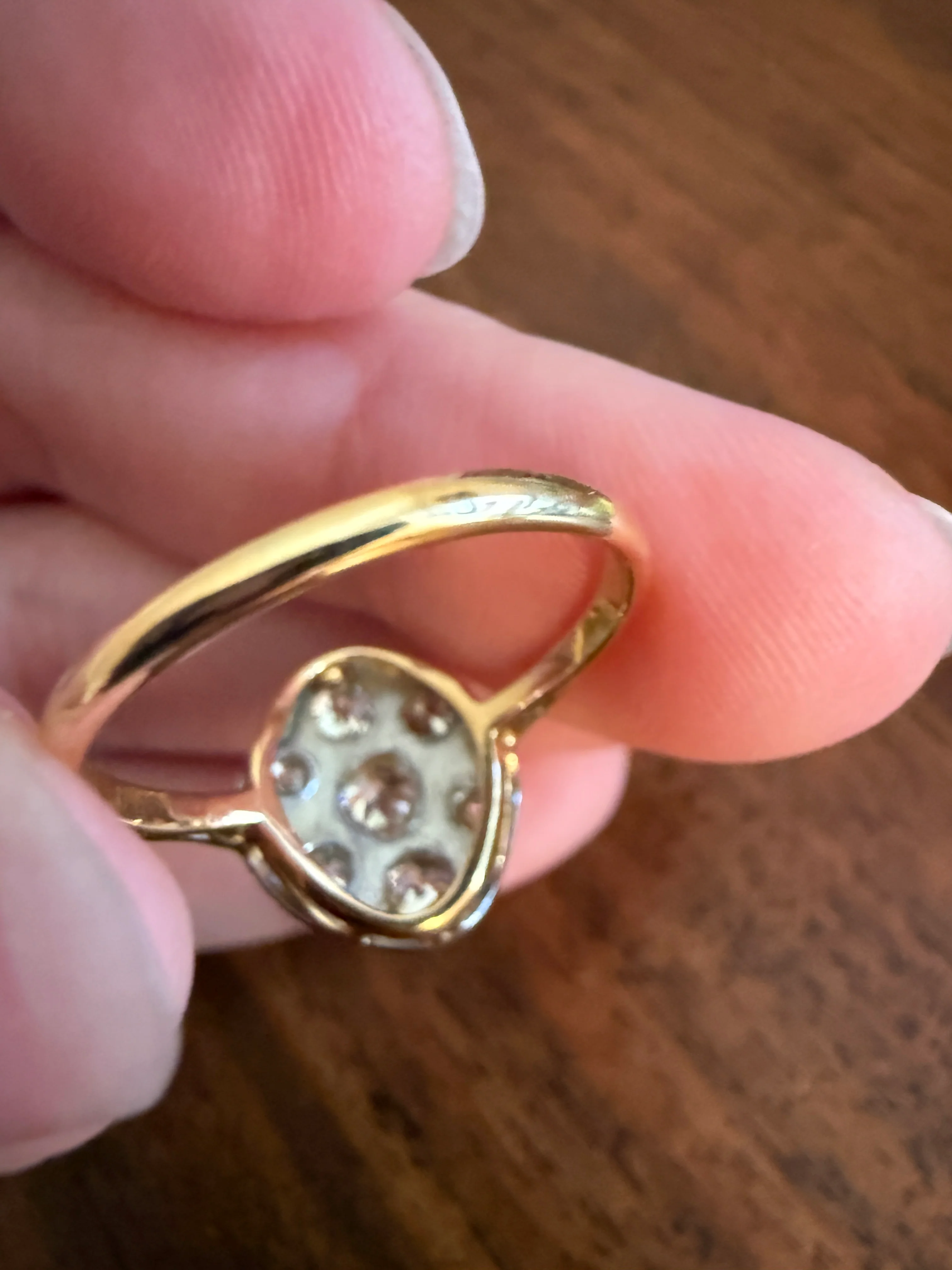 Edwardian Antique 1.1 Carat Old Mine Cut Diamond Cluster Ring Panel Oval Platform Ornate Geometric Milgrain Pale Yellow Center 1.1Ctw OMC - Image 21
