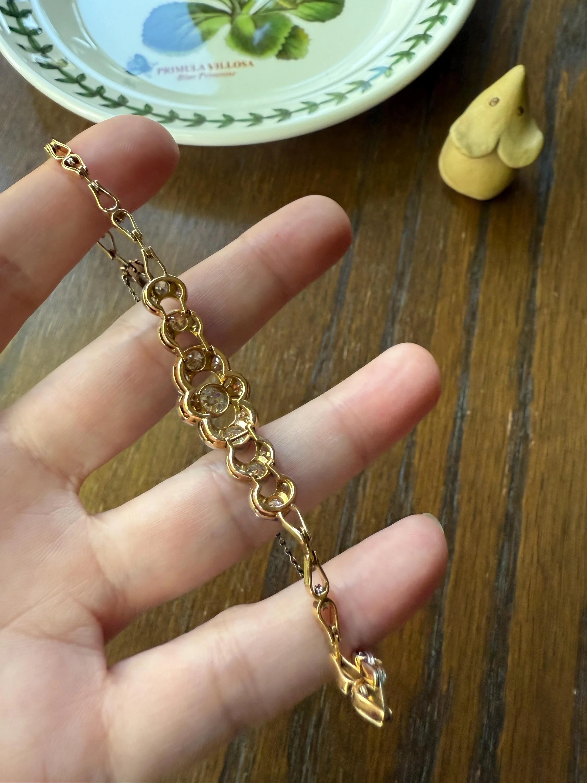 Edwardian Antique 2.25 Carat Old Mine European Cut DIAMOND Tennis Bracelet 18k Gold Platinum Bezel Set Milgrain - Image 10