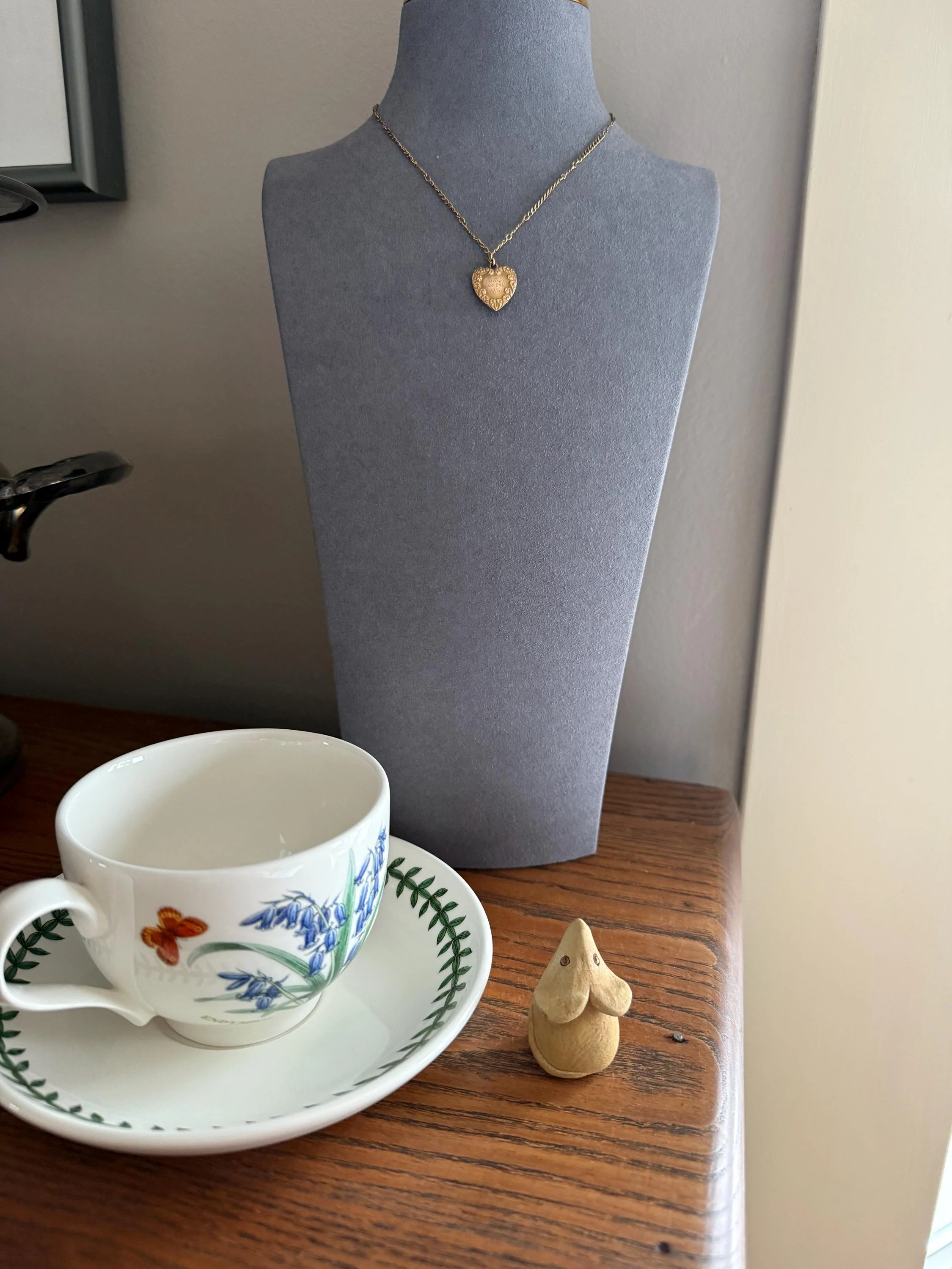 Esther's HEART Necklace Dated March 29, 1901 Reversible 10k Pendant on 14k Gold Chain Ornate Link Figural Sweetie - Image 10