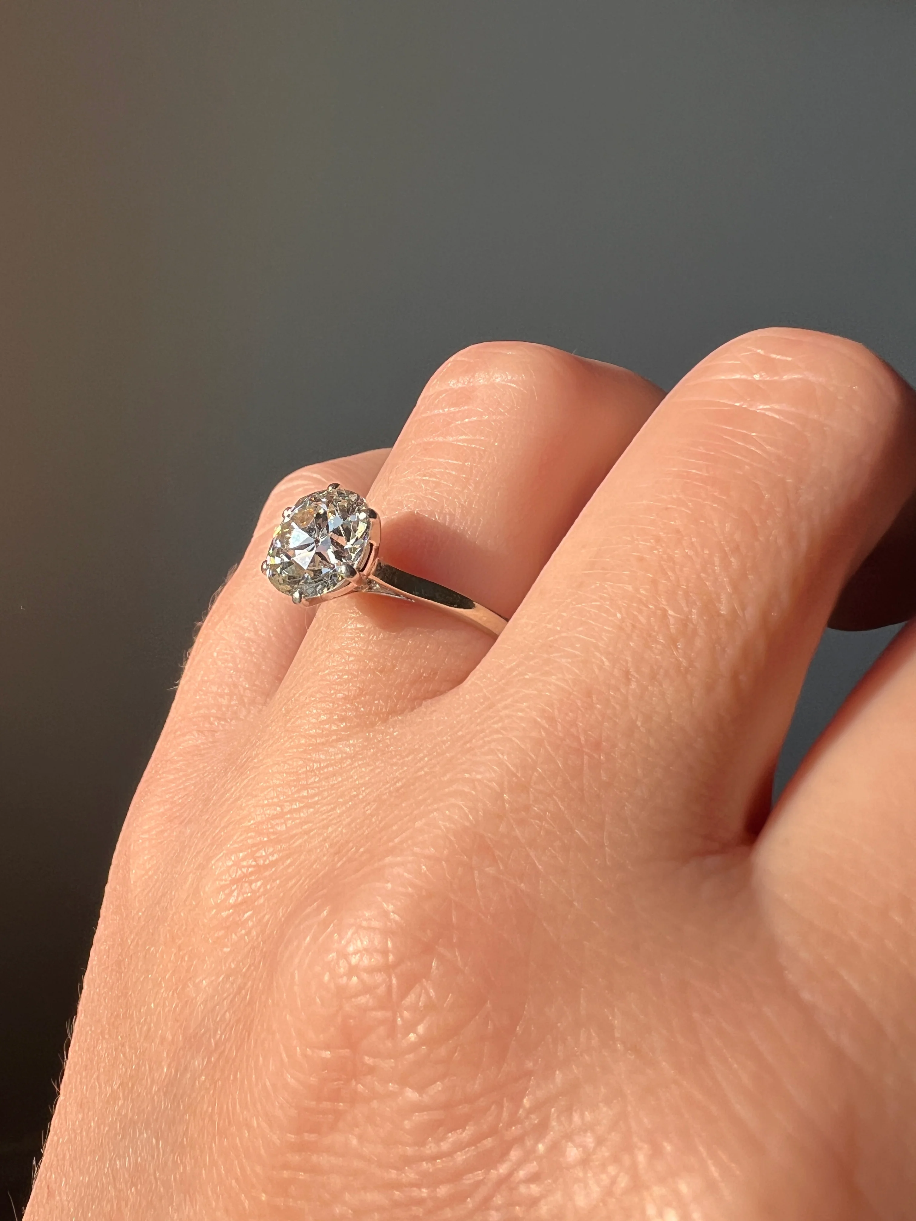 Exceptional Antique 2.2 CARAT Old Mine Cut DIAMOND Eye Clean Solitaire Engagement Ring 18k White Gold PLATINUM French Fiery - Image 11