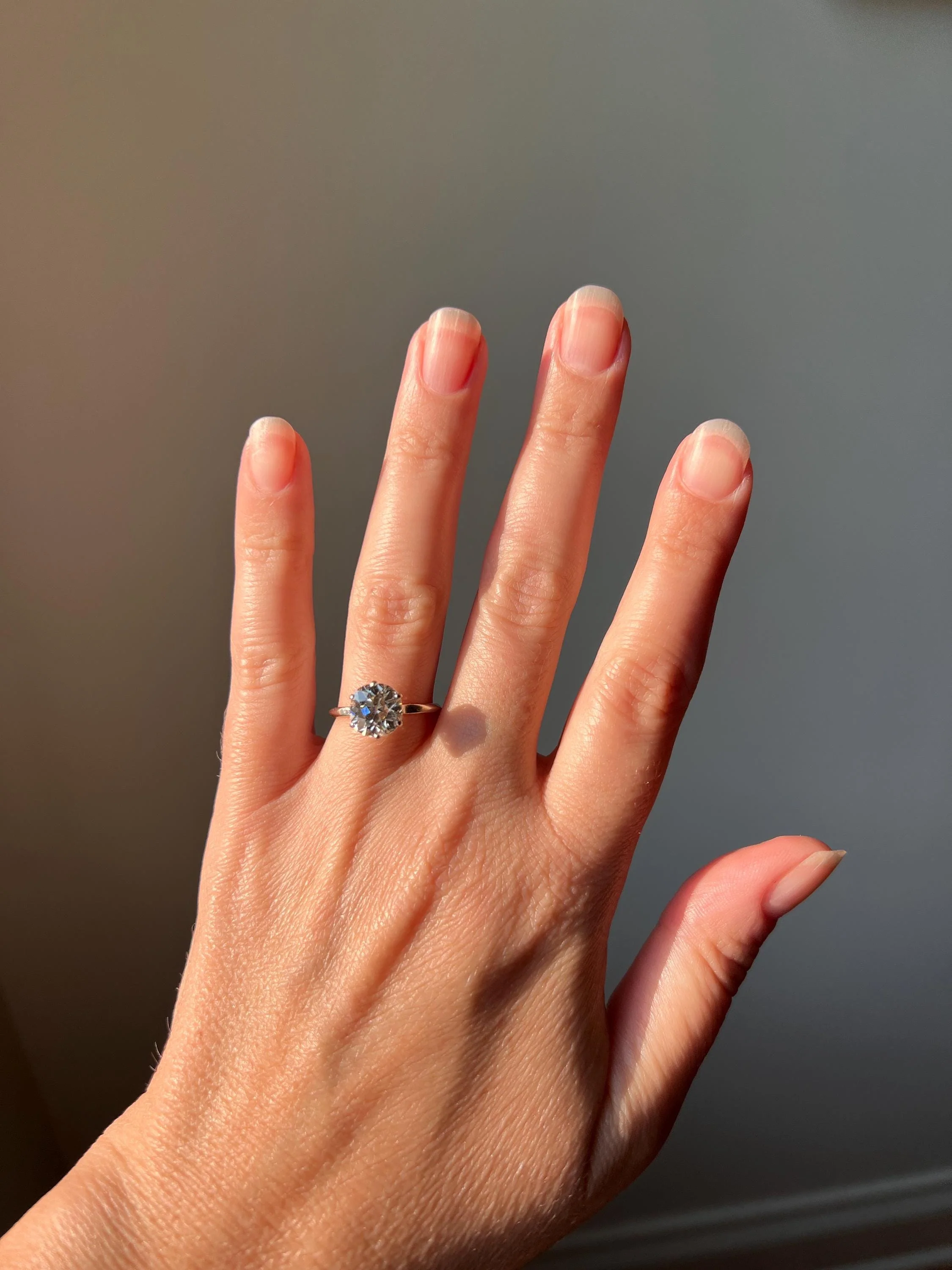 Exceptional Antique 2.2 CARAT Old Mine Cut DIAMOND Eye Clean Solitaire Engagement Ring 18k White Gold PLATINUM French Fiery - Image 6