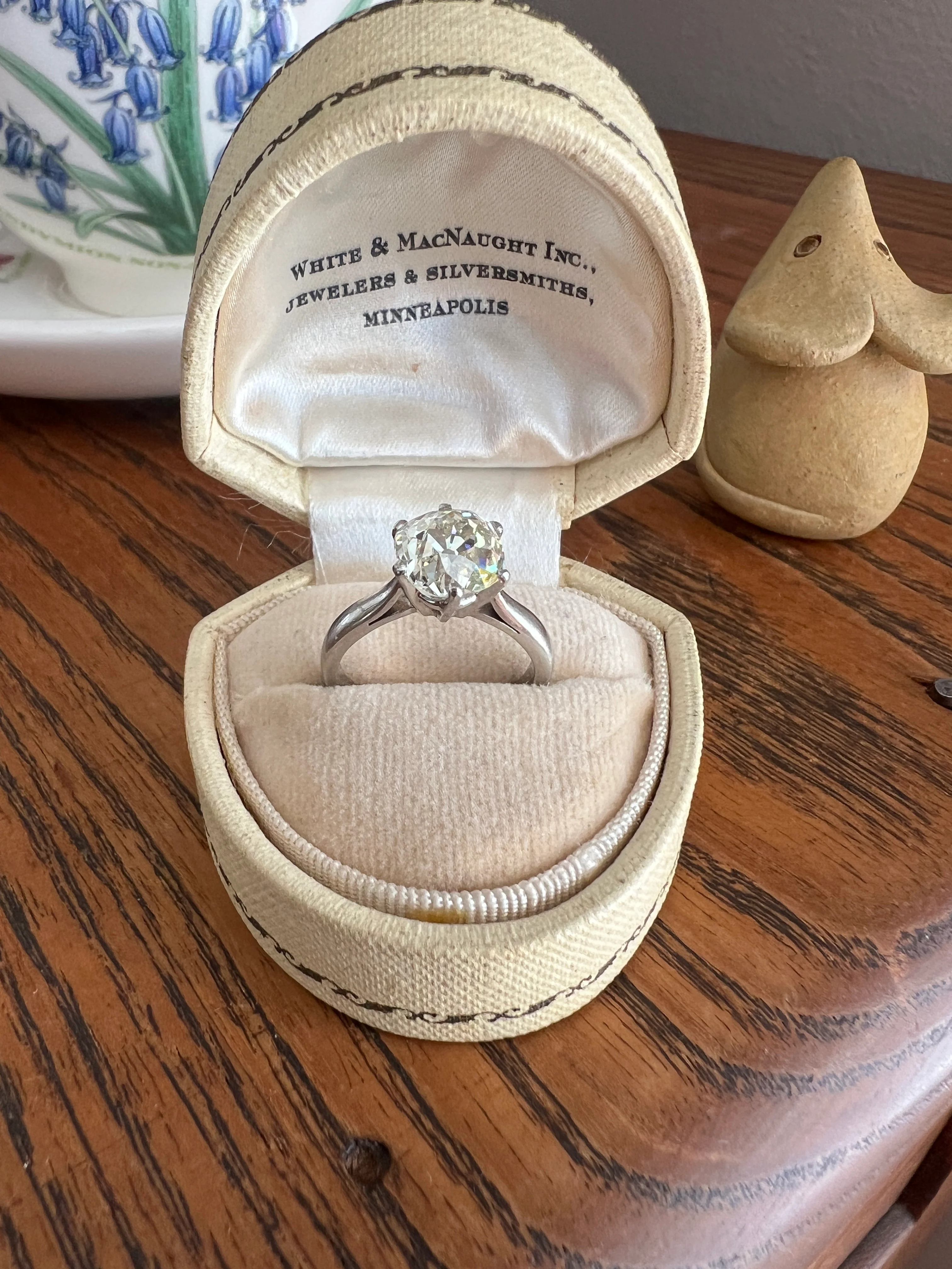 Exceptional Antique 2.3 CARAT X Chunky Old Mine Cut DIAMOND Eye Clean Solitaire Engagement Ring w/ Cert PLATINUM French Tall Stacker OmC - Image 14