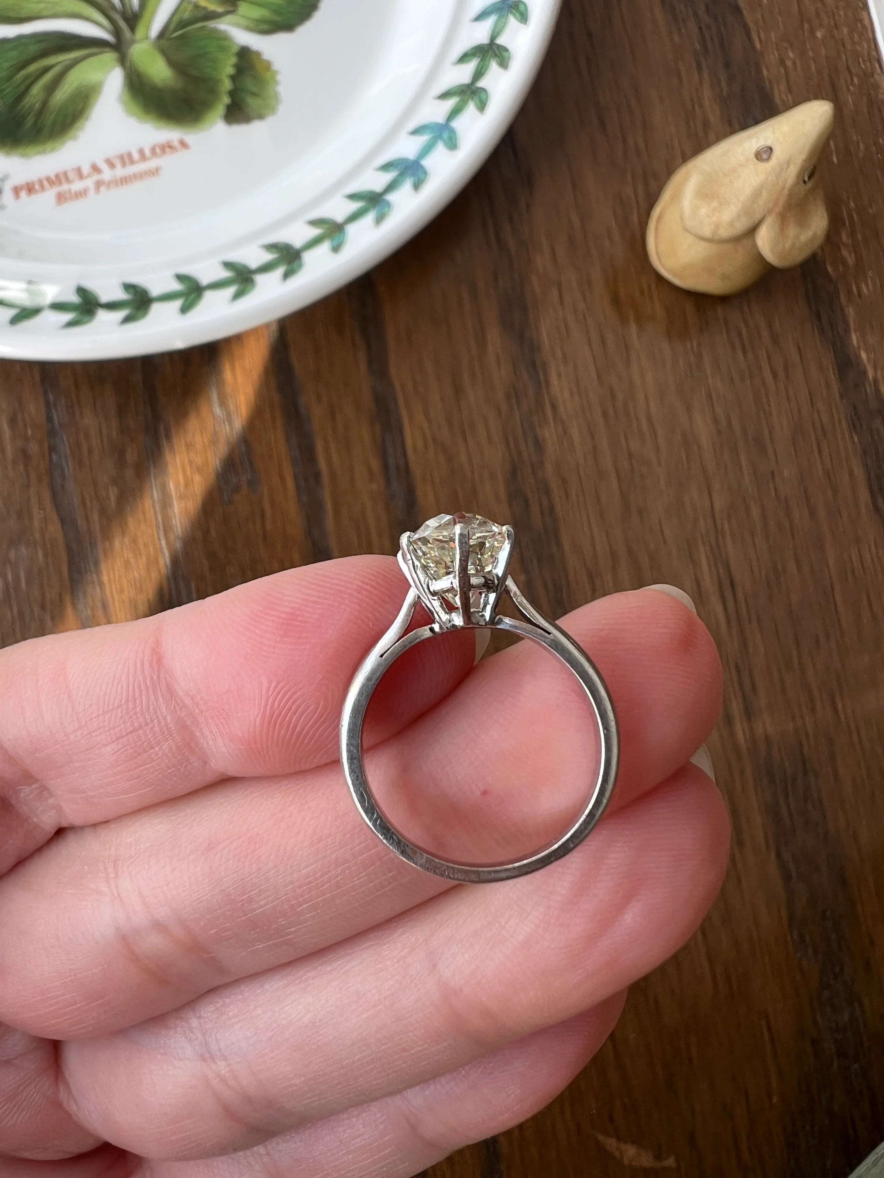 Exceptional Antique 2.3 CARAT X Chunky Old Mine Cut DIAMOND Eye Clean Solitaire Engagement Ring w/ Cert PLATINUM French Tall Stacker OmC - Image 15