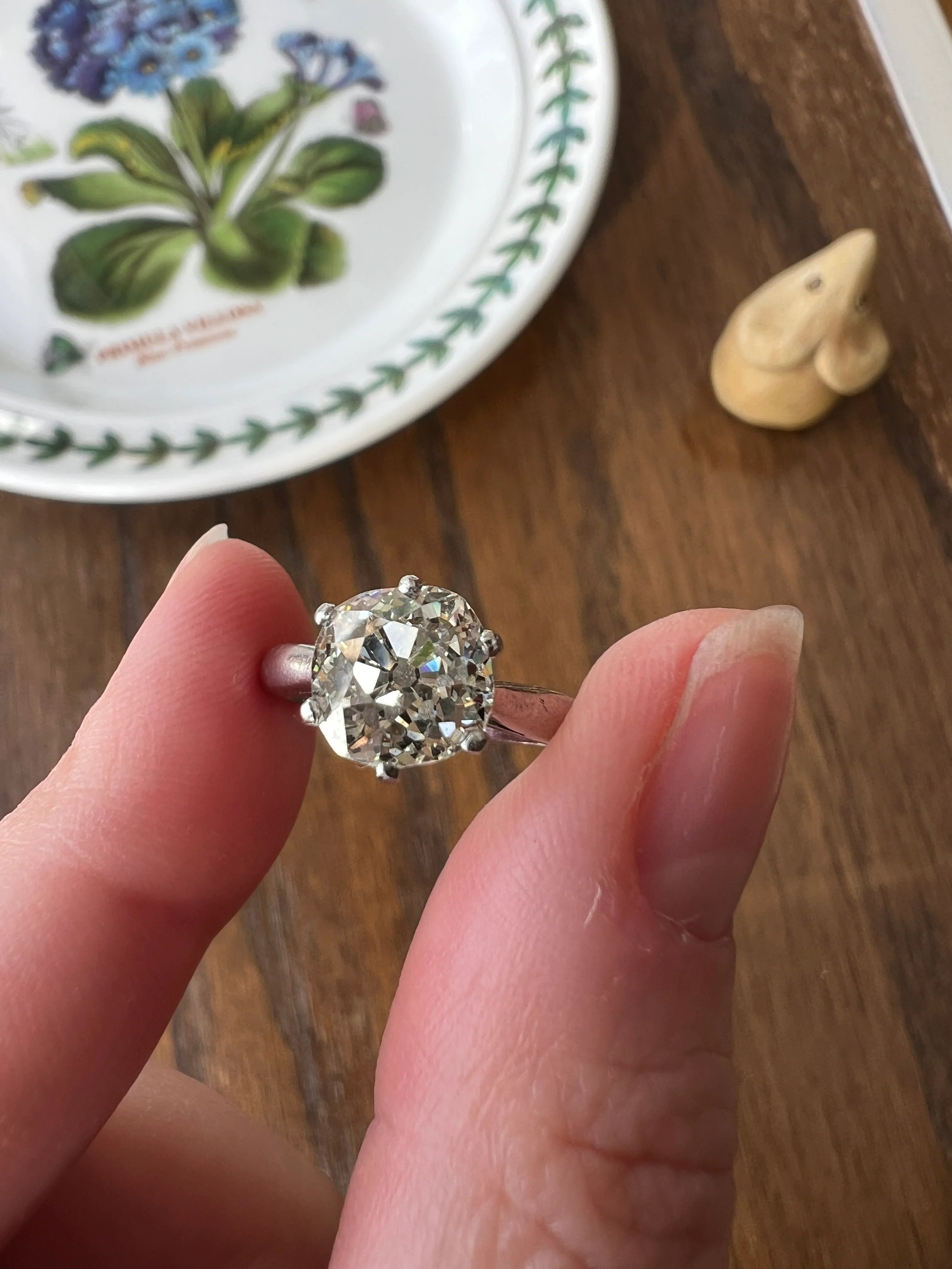 Exceptional Antique 2.3 CARAT X Chunky Old Mine Cut DIAMOND Eye Clean Solitaire Engagement Ring w/ Cert PLATINUM French Tall Stacker OmC - Image 17