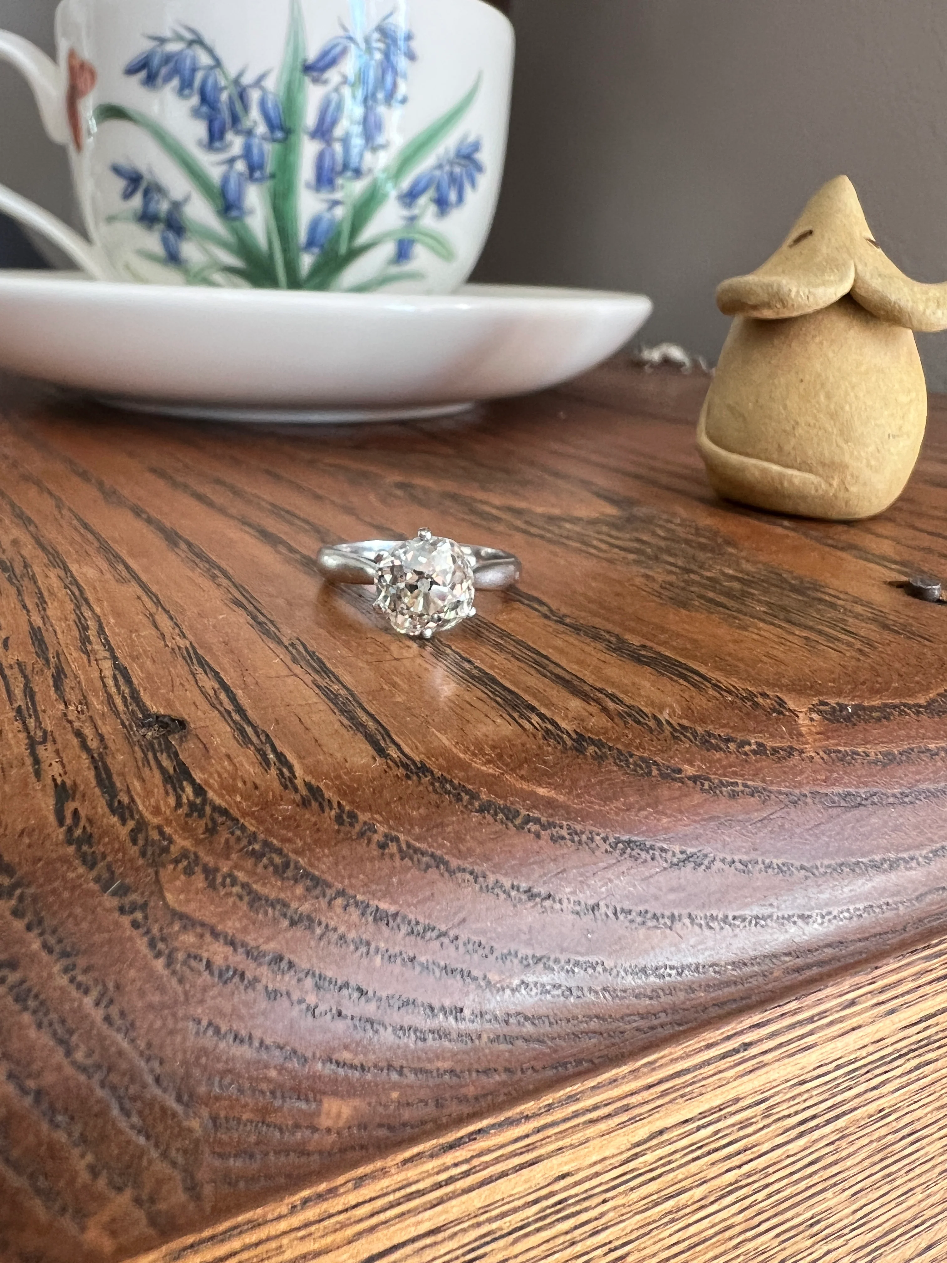 Exceptional Antique 2.3 CARAT X Chunky Old Mine Cut DIAMOND Eye Clean Solitaire Engagement Ring w/ Cert PLATINUM French Tall Stacker OmC - Image 18