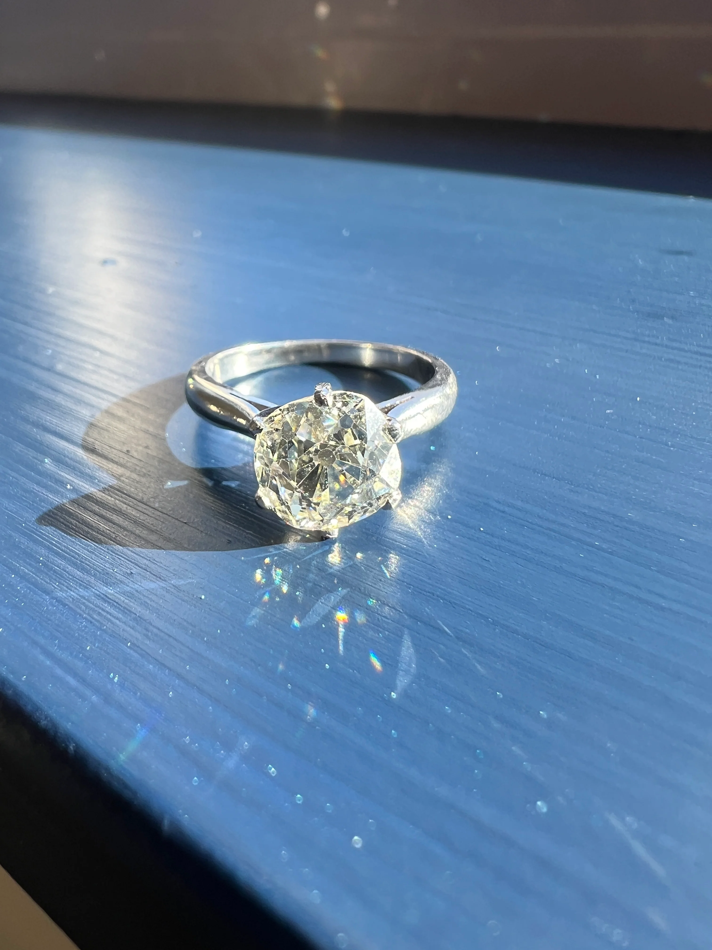 Exceptional Antique 2.3 CARAT X Chunky Old Mine Cut DIAMOND Eye Clean Solitaire Engagement Ring w/ Cert PLATINUM French Tall Stacker OmC - Image 27