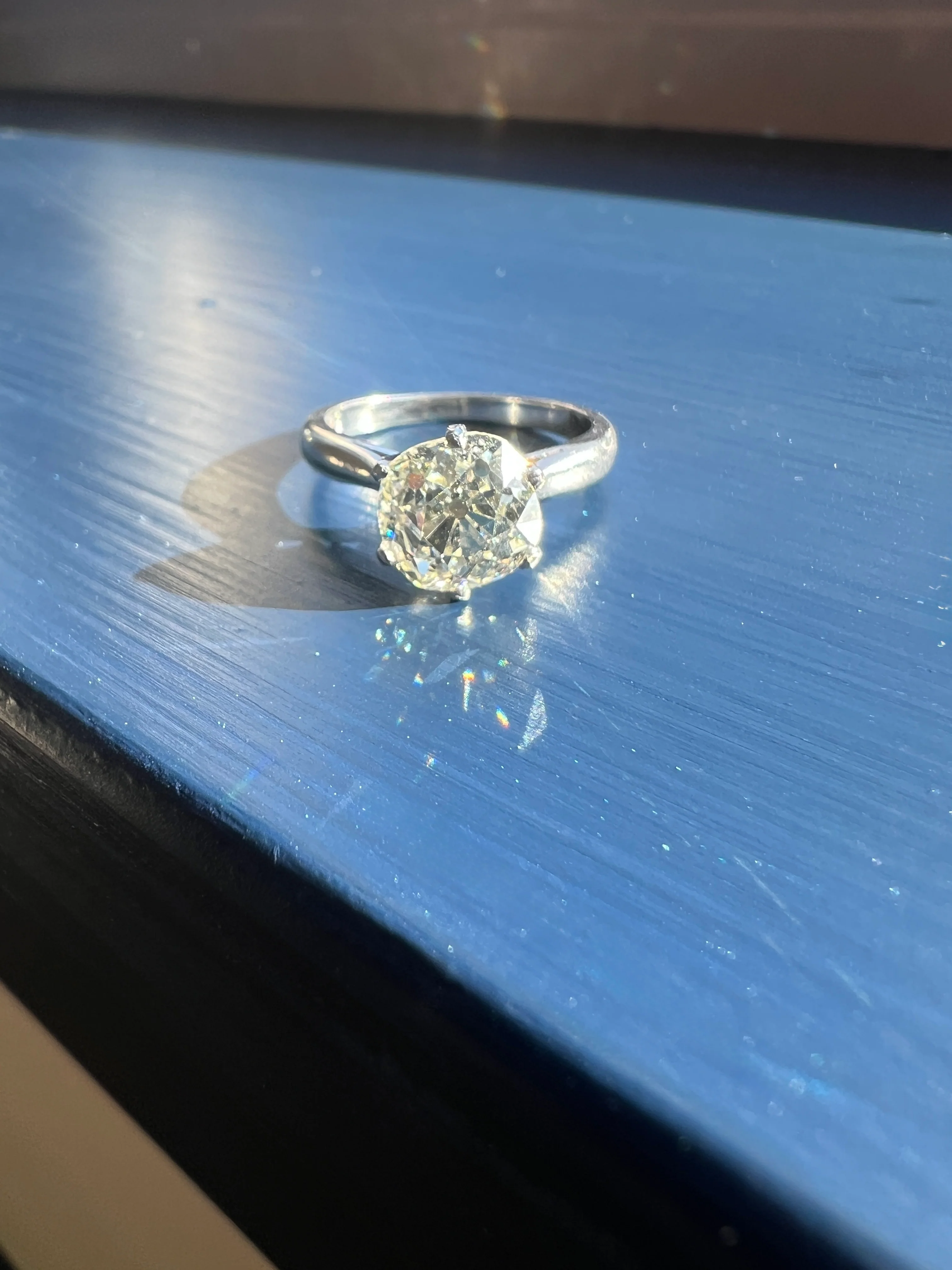 Exceptional Antique 2.3 CARAT X Chunky Old Mine Cut DIAMOND Eye Clean Solitaire Engagement Ring w/ Cert PLATINUM French Tall Stacker OmC - Image 28