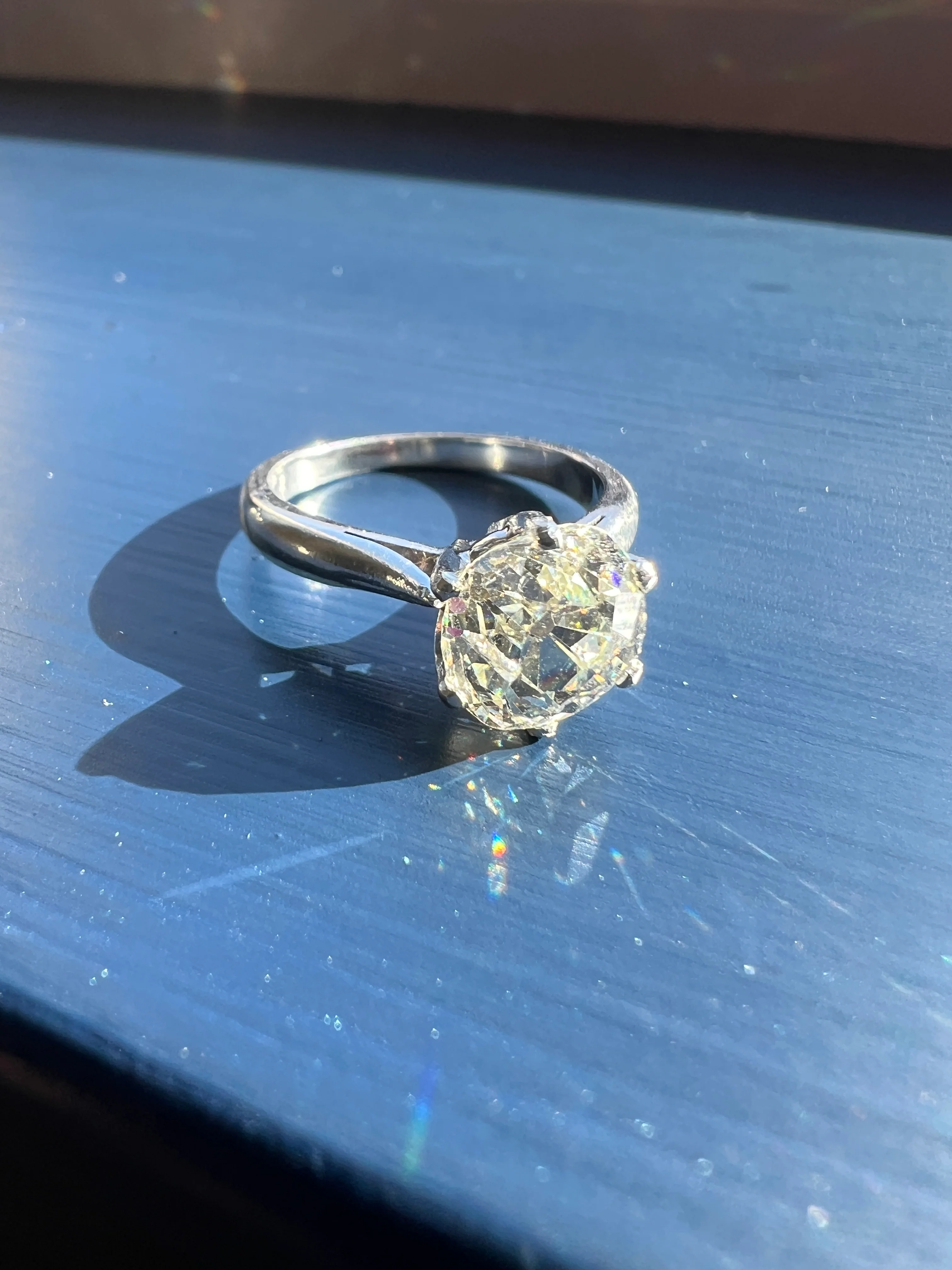Exceptional Antique 2.3 CARAT X Chunky Old Mine Cut DIAMOND Eye Clean Solitaire Engagement Ring w/ Cert PLATINUM French Tall Stacker OmC - Image 29