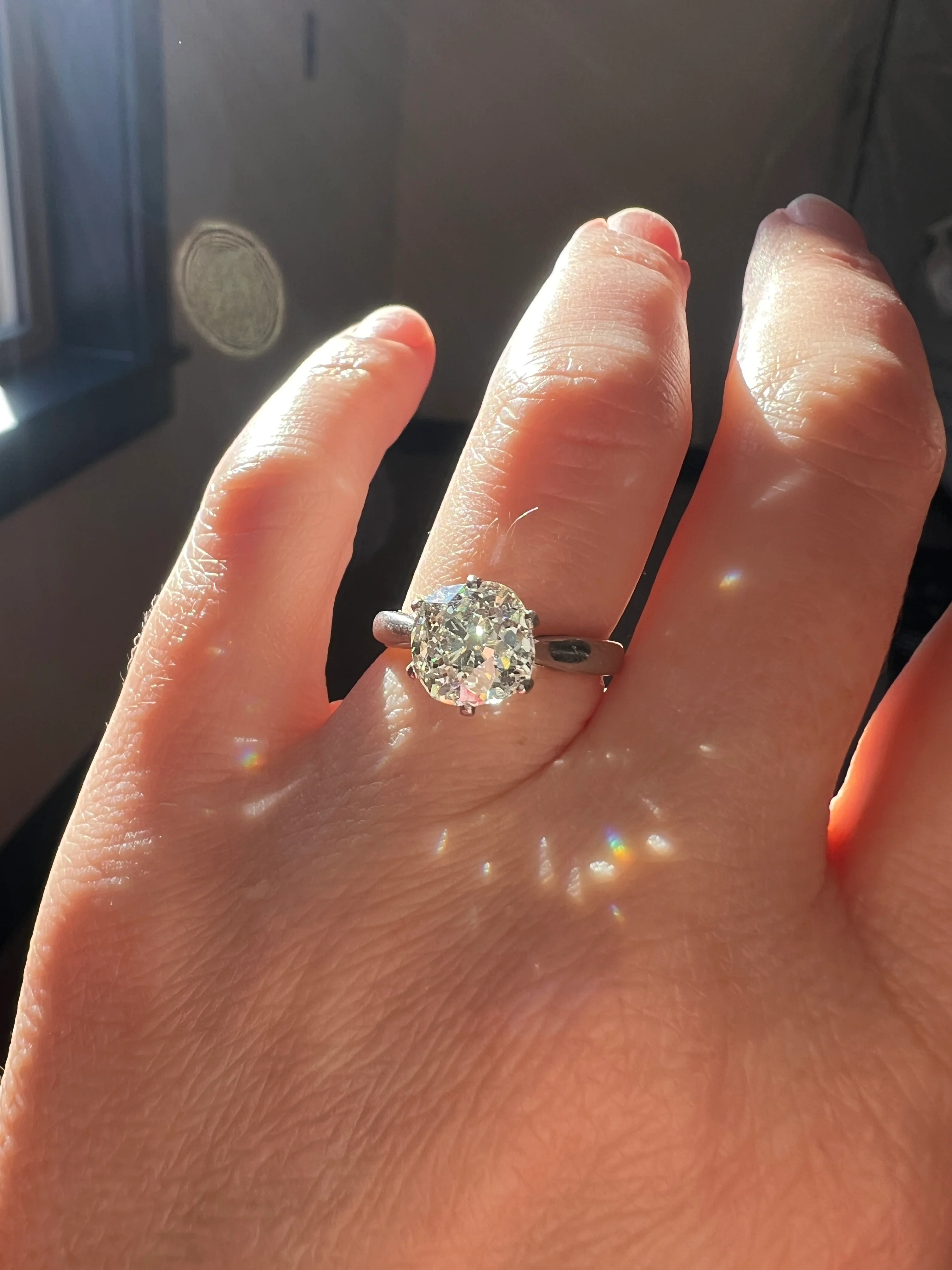 Exceptional Antique 2.3 CARAT X Chunky Old Mine Cut DIAMOND Eye Clean Solitaire Engagement Ring w/ Cert PLATINUM French Tall Stacker OmC - Image 30