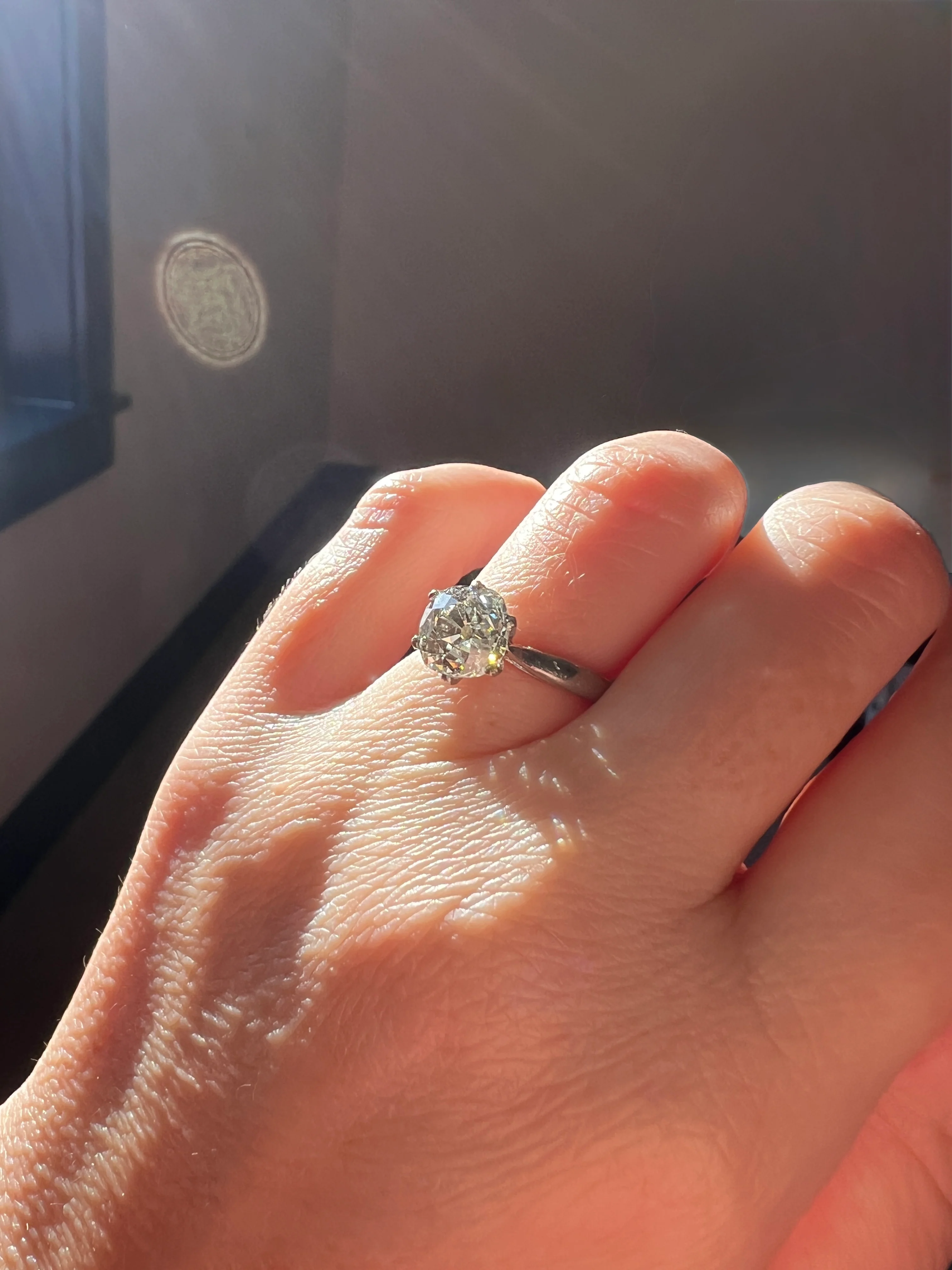 Exceptional Antique 2.3 CARAT X Chunky Old Mine Cut DIAMOND Eye Clean Solitaire Engagement Ring w/ Cert PLATINUM French Tall Stacker OmC - Image 32