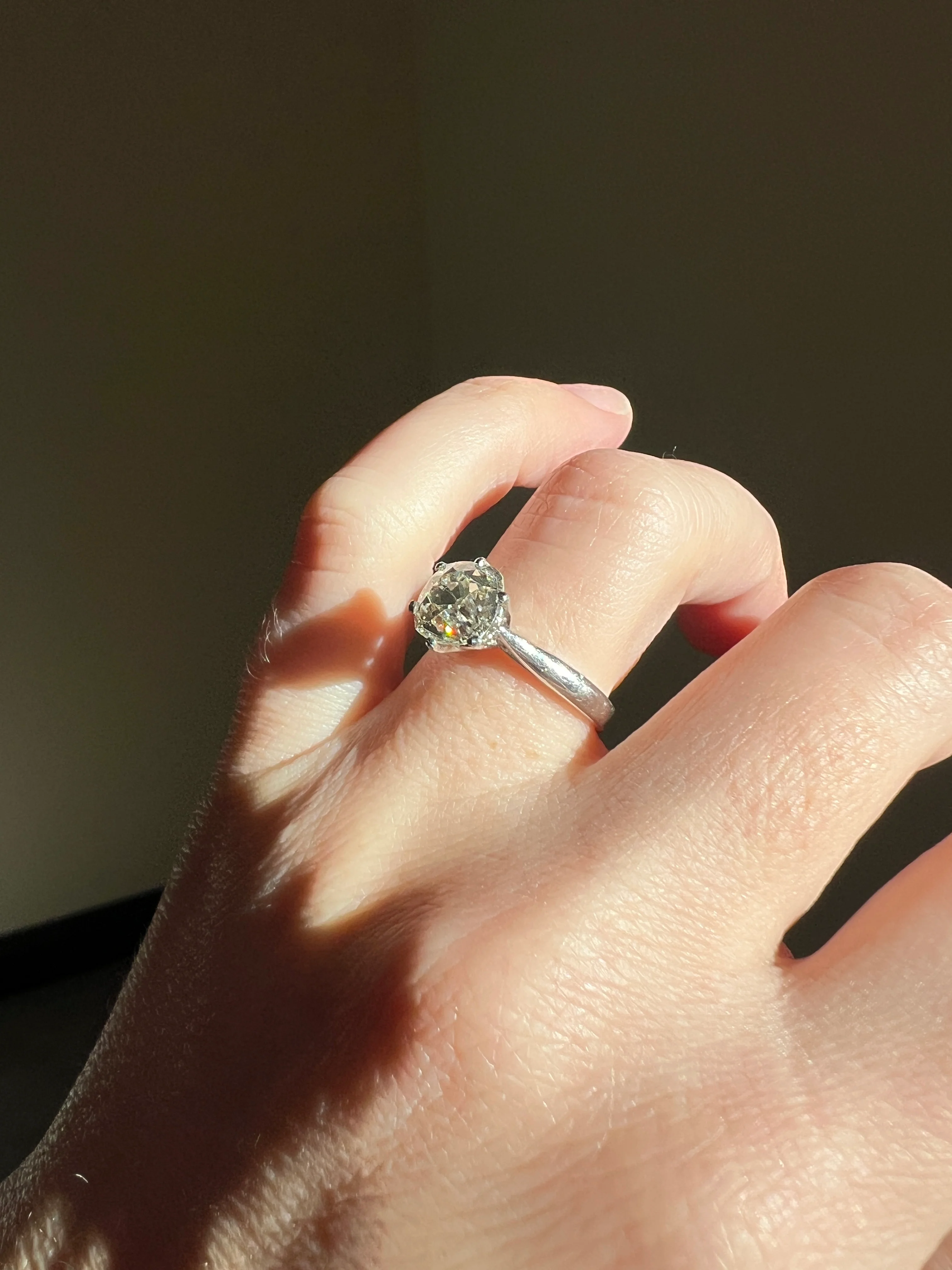Exceptional Antique 2.3 CARAT X Chunky Old Mine Cut DIAMOND Eye Clean Solitaire Engagement Ring w/ Cert PLATINUM French Tall Stacker OmC - Image 33
