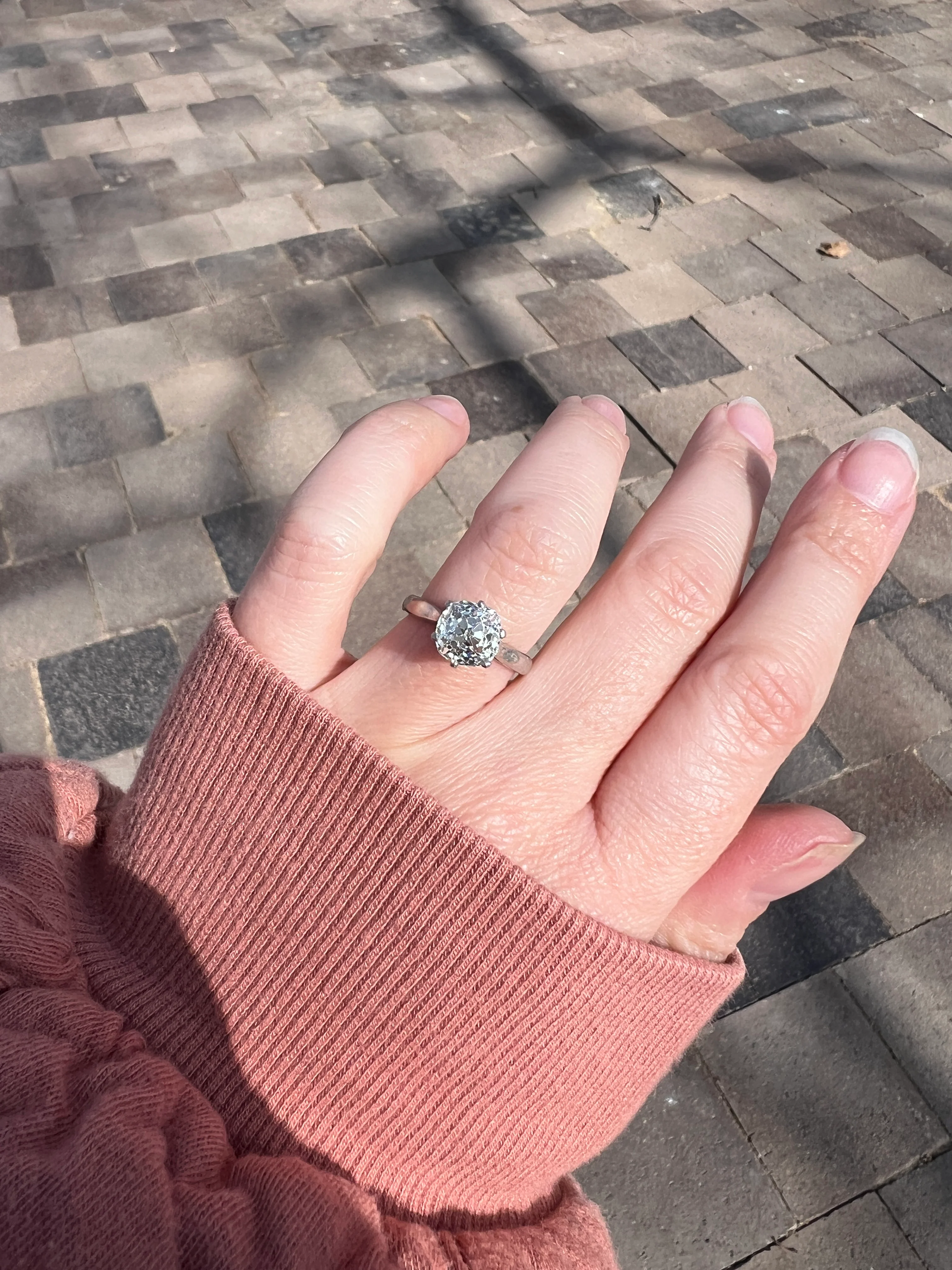 Exceptional Antique 2.3 CARAT X Chunky Old Mine Cut DIAMOND Eye Clean Solitaire Engagement Ring w/ Cert PLATINUM French Tall Stacker OmC - Image 38