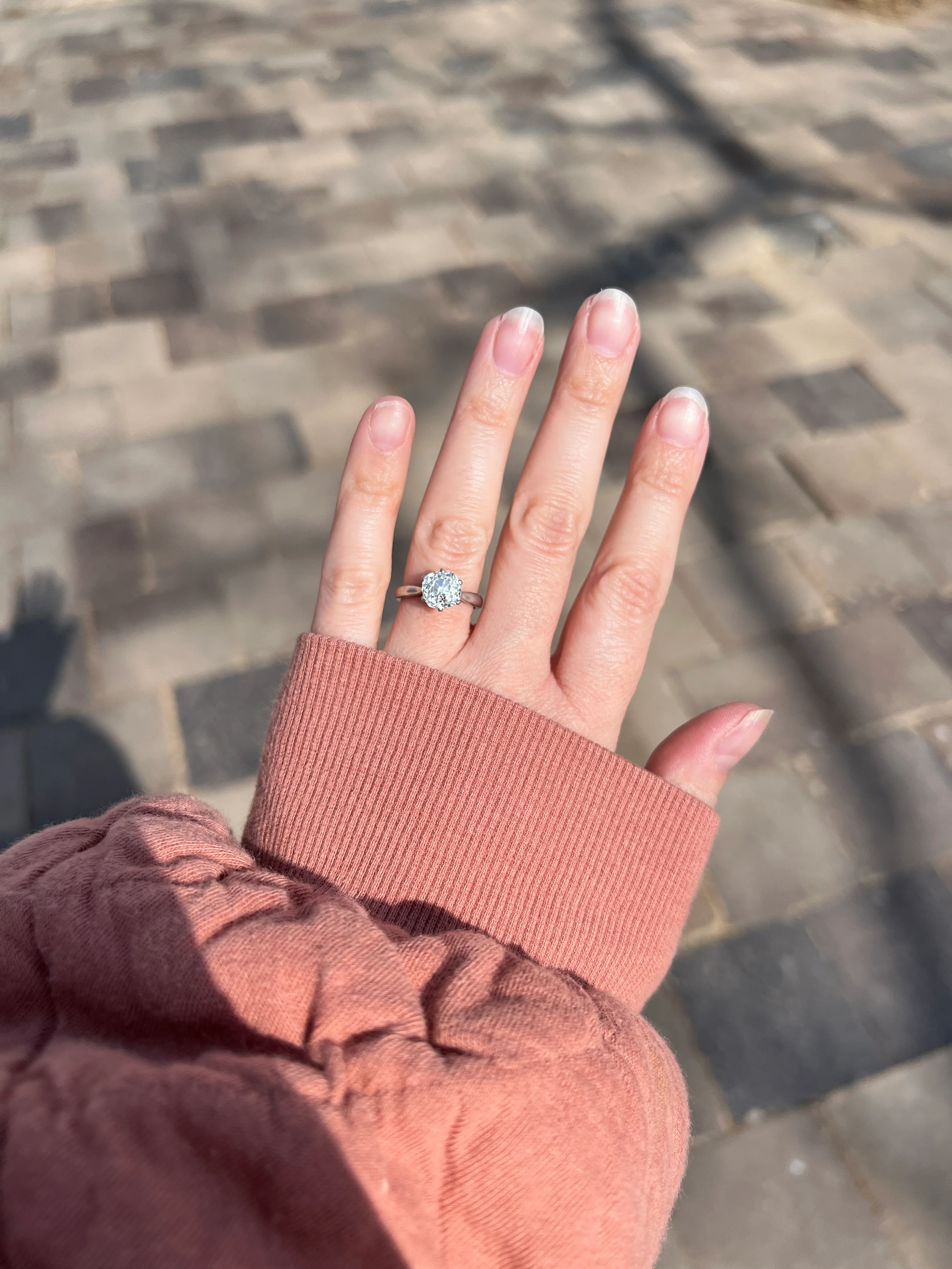 Exceptional Antique 2.3 CARAT X Chunky Old Mine Cut DIAMOND Eye Clean Solitaire Engagement Ring w/ Cert PLATINUM French Tall Stacker OmC - Image 39