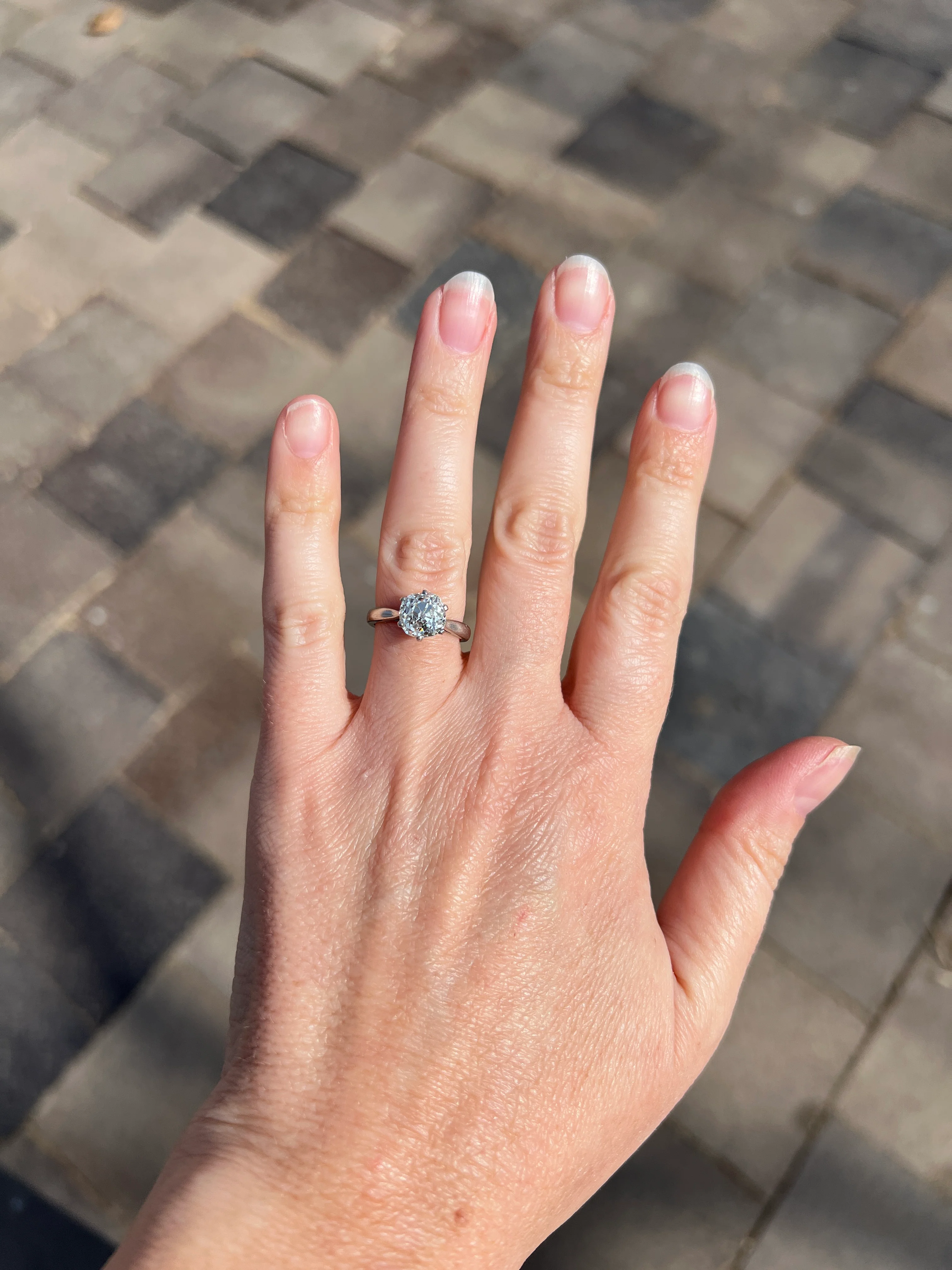 Exceptional Antique 2.3 CARAT X Chunky Old Mine Cut DIAMOND Eye Clean Solitaire Engagement Ring w/ Cert PLATINUM French Tall Stacker OmC - Image 40