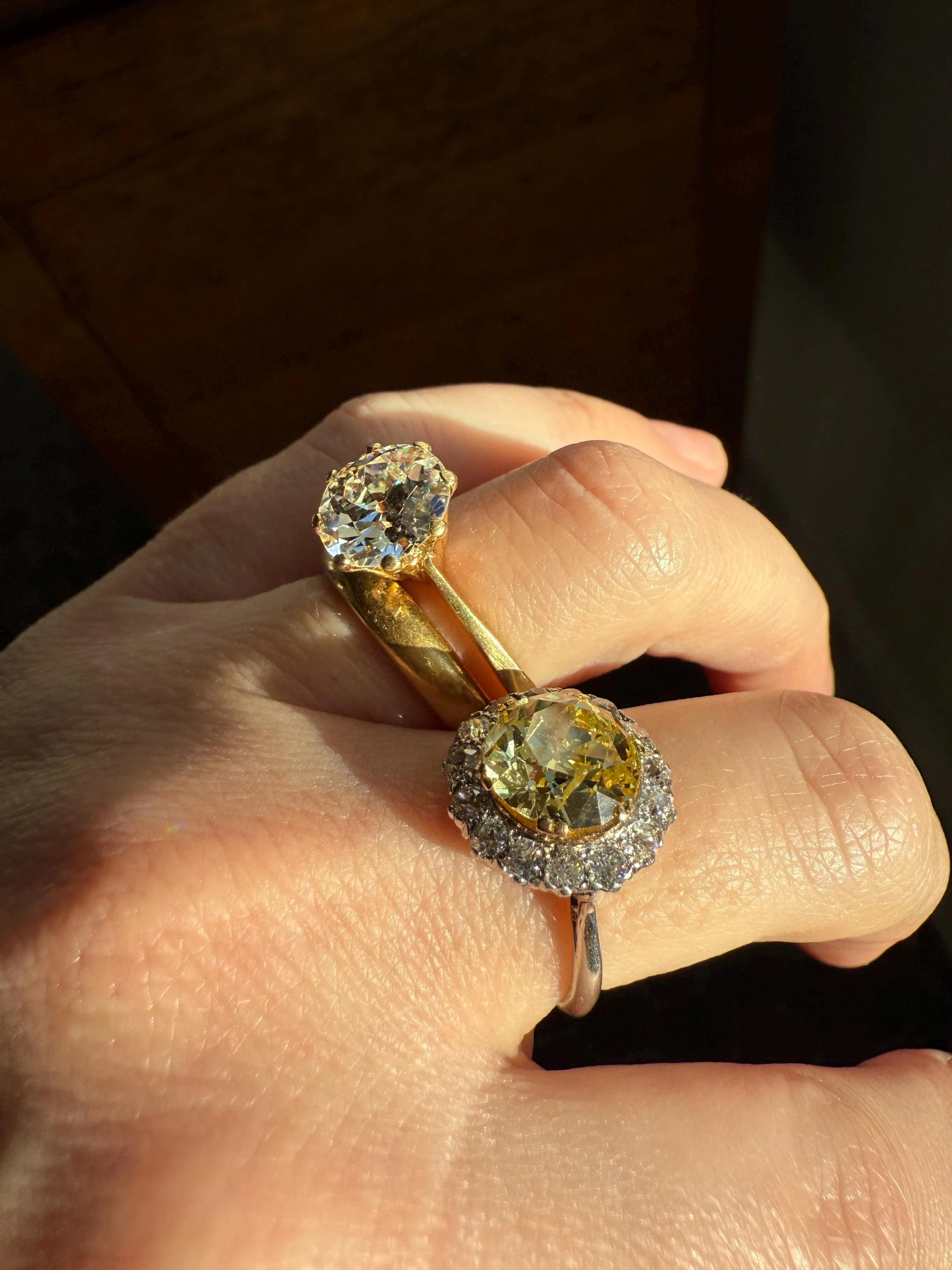 Exceptional Antique 2.6 CARAT Old European Cut DIAMOND Solitaire Engagement Ring 18k Gold Solid Yellow Tall Prong Setting Stacker - Image 14